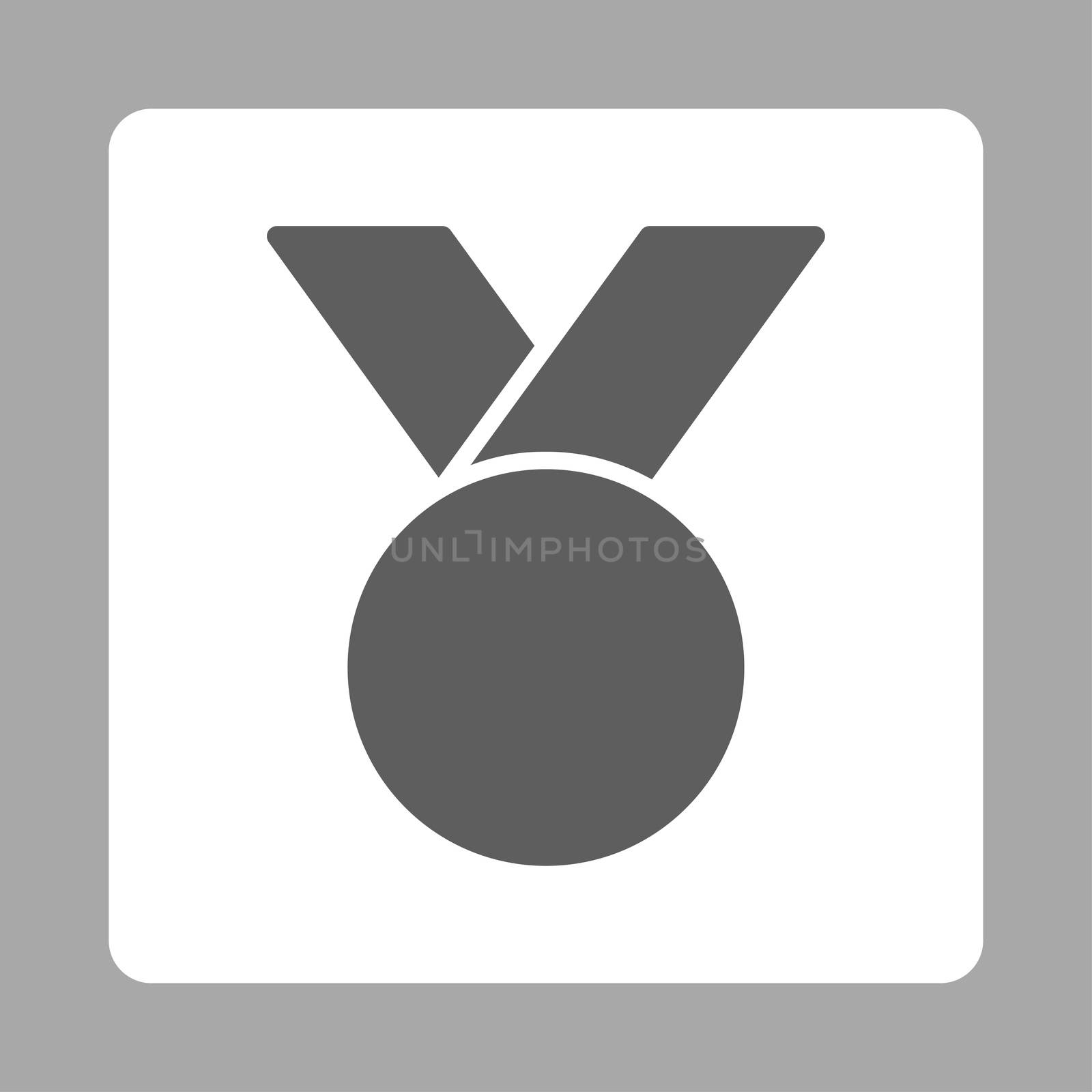 Army medal icon from Award Buttons OverColor Set. Icon style is dark gray and white colors, flat rounded square button, silver background.