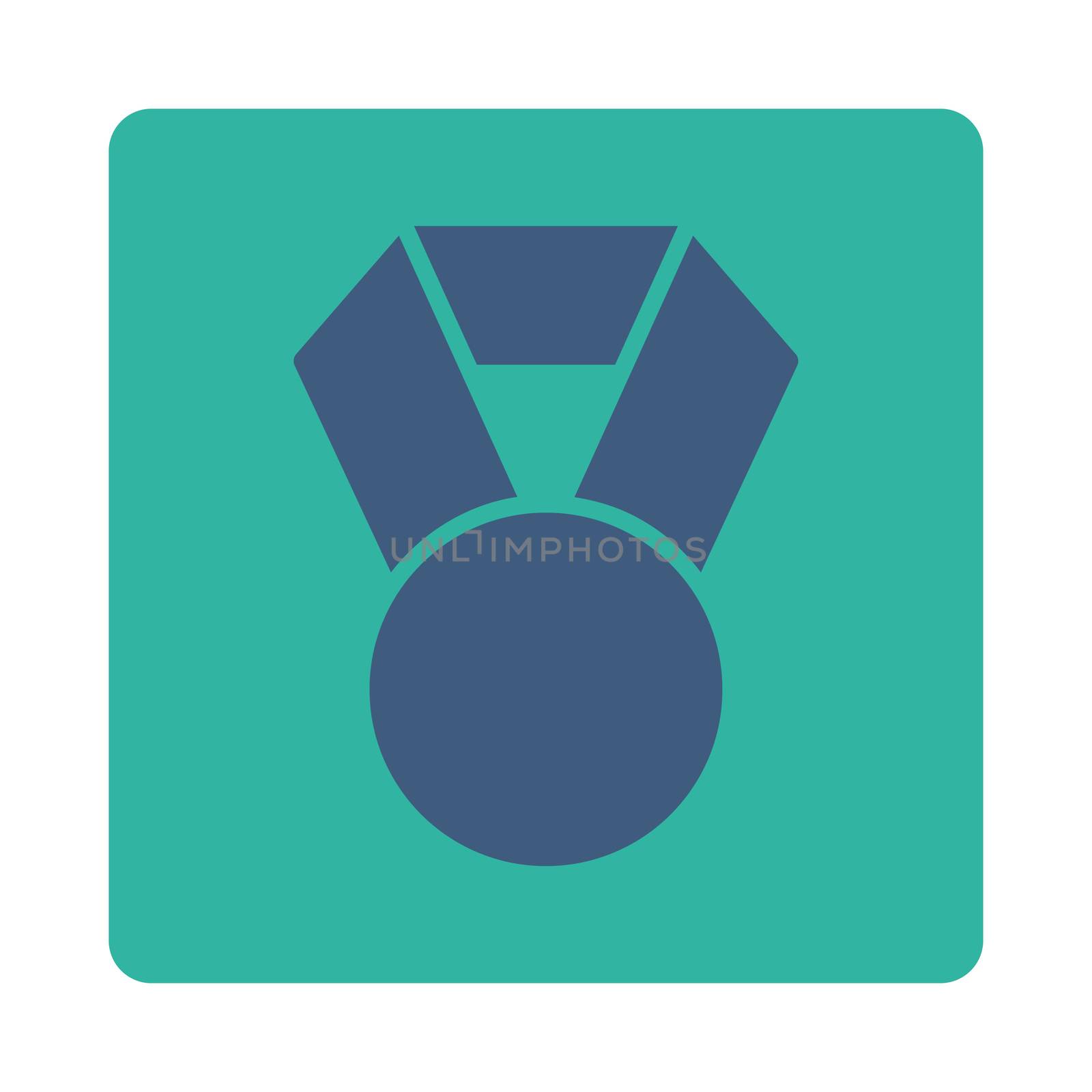 Achievement icon from Award Buttons OverColor Set. Icon style is cobalt and cyan colors, flat rounded square button, white background.