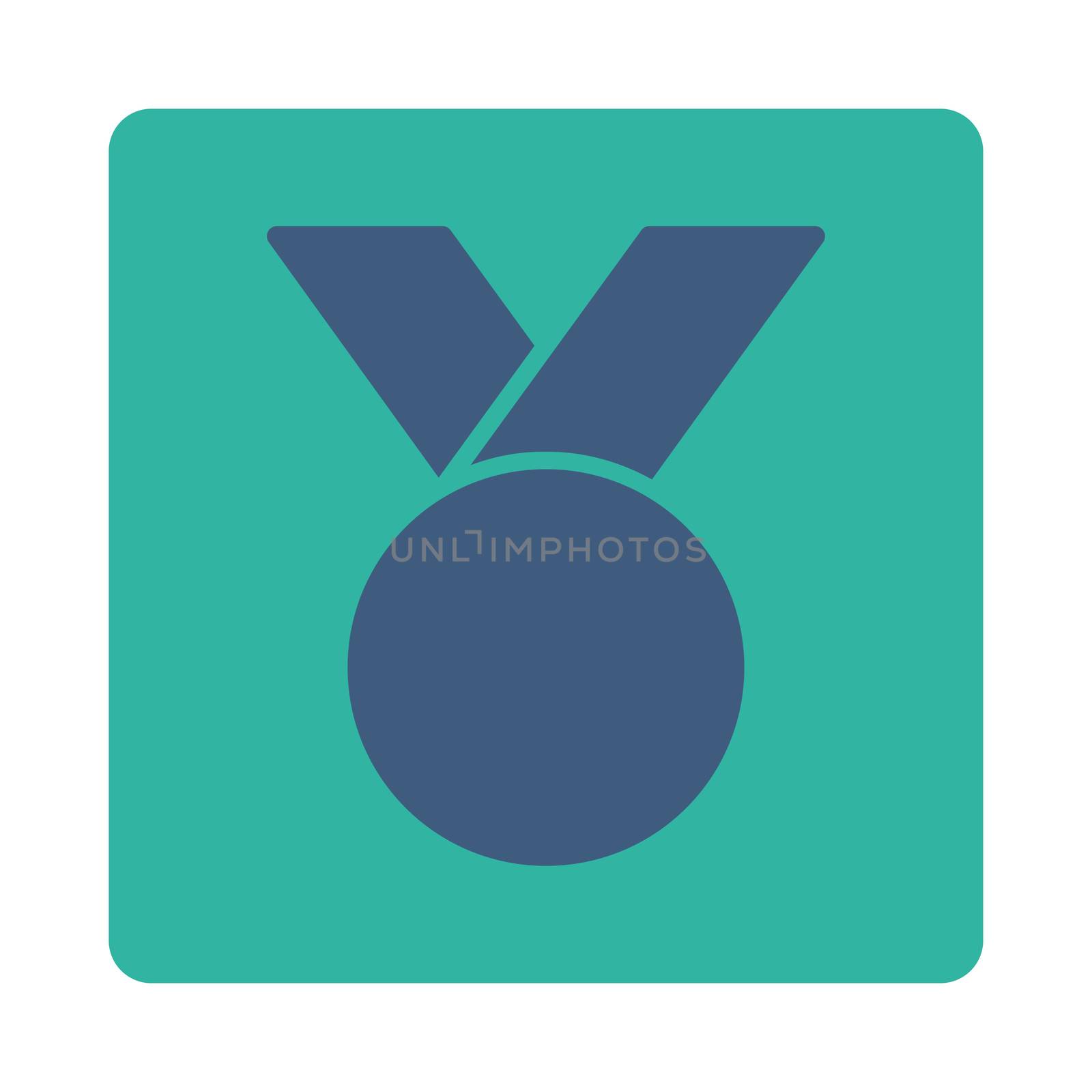 Army medal icon from Award Buttons OverColor Set. Icon style is cobalt and cyan colors, flat rounded square button, white background.
