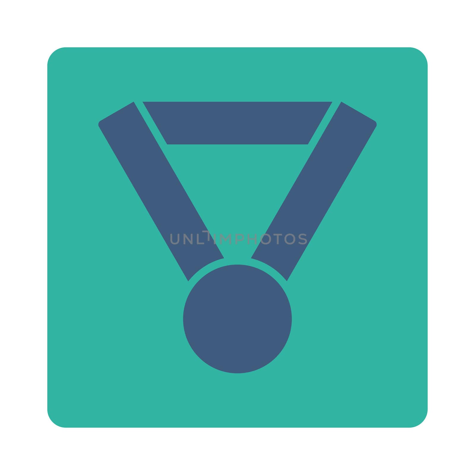 Champion award icon from Award Buttons OverColor Set. Icon style is cobalt and cyan colors, flat rounded square button, white background.