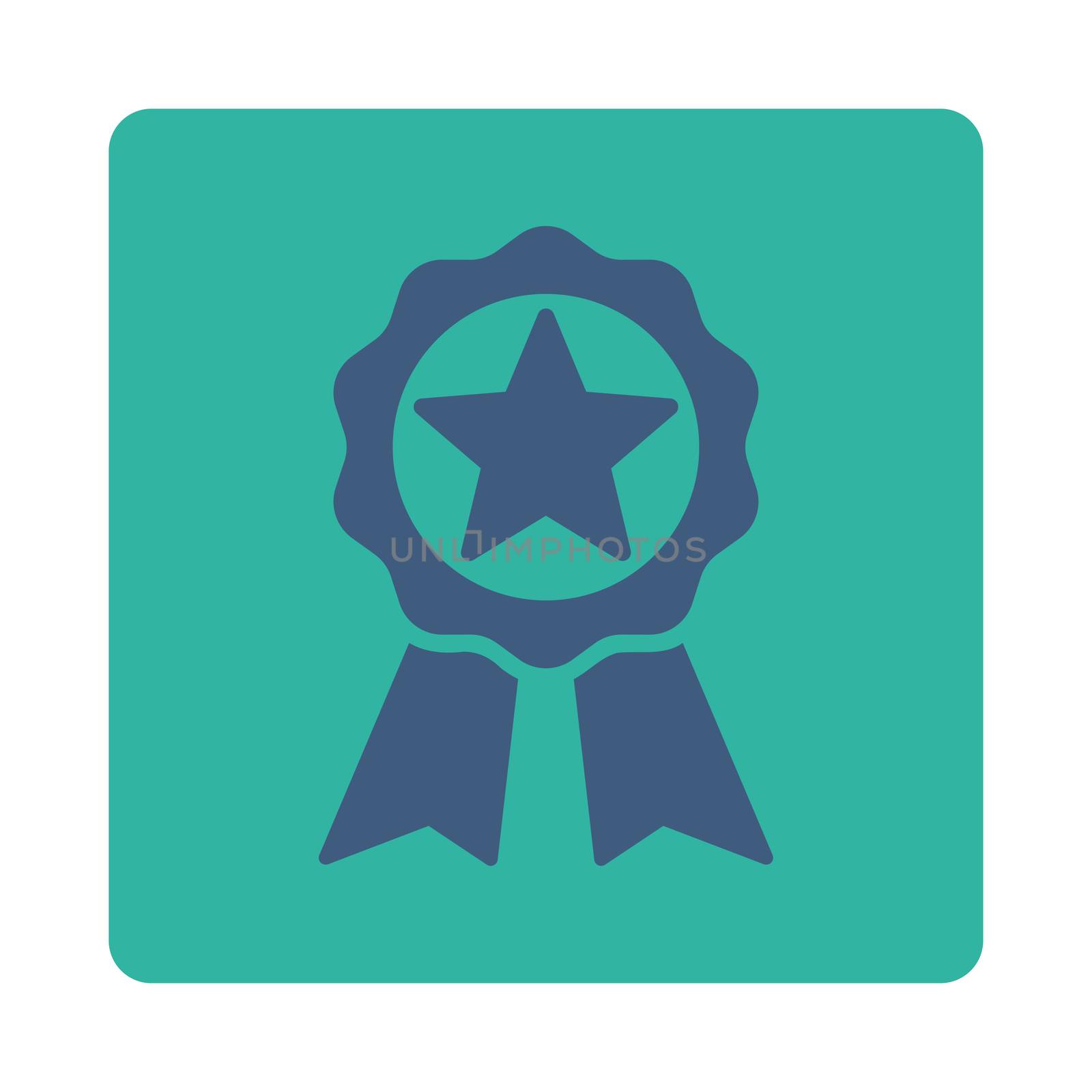 Award icon from Award Buttons OverColor Set. Icon style is cobalt and cyan colors, flat rounded square button, white background.