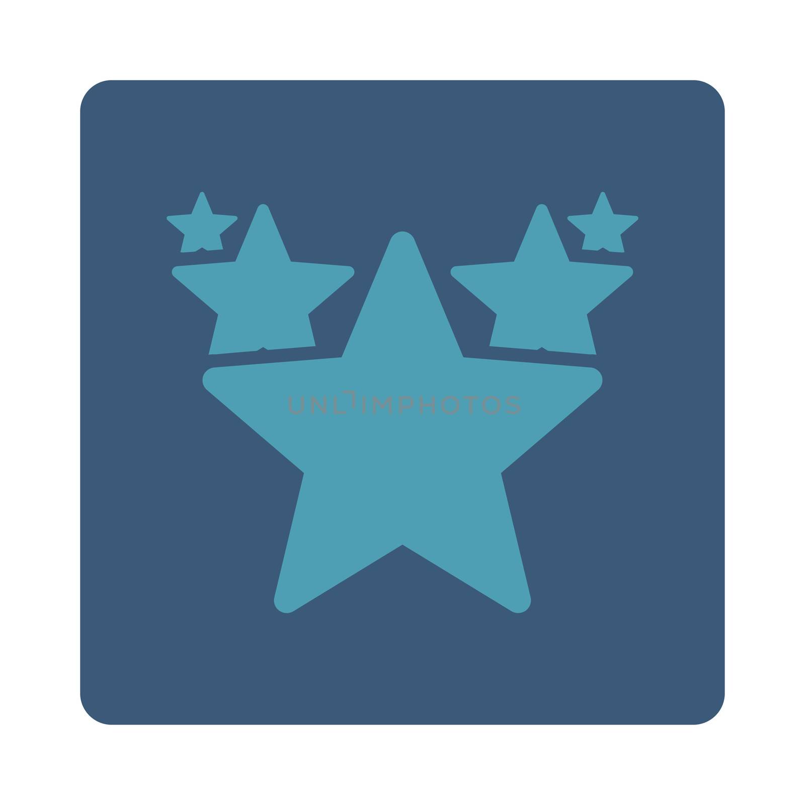 Hit parade icon from Award Buttons OverColor Set. Icon style is cyan and blue colors, flat rounded square button, white background.