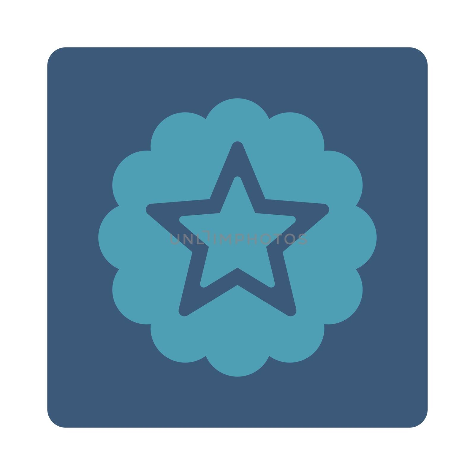 Premium icon from Award Buttons OverColor Set. Icon style is cyan and blue colors, flat rounded square button, white background.