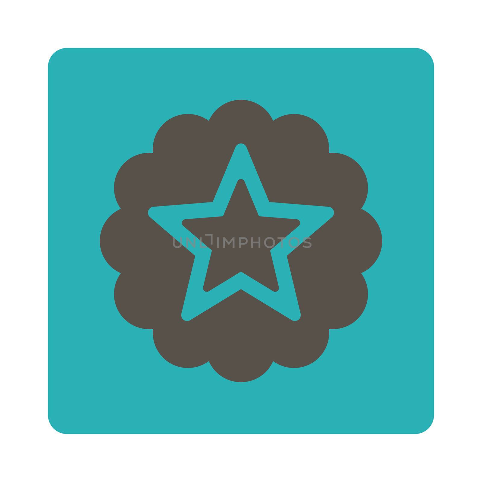 Premium icon from Award Buttons OverColor Set. Icon style is grey and cyan colors, flat rounded square button, white background.