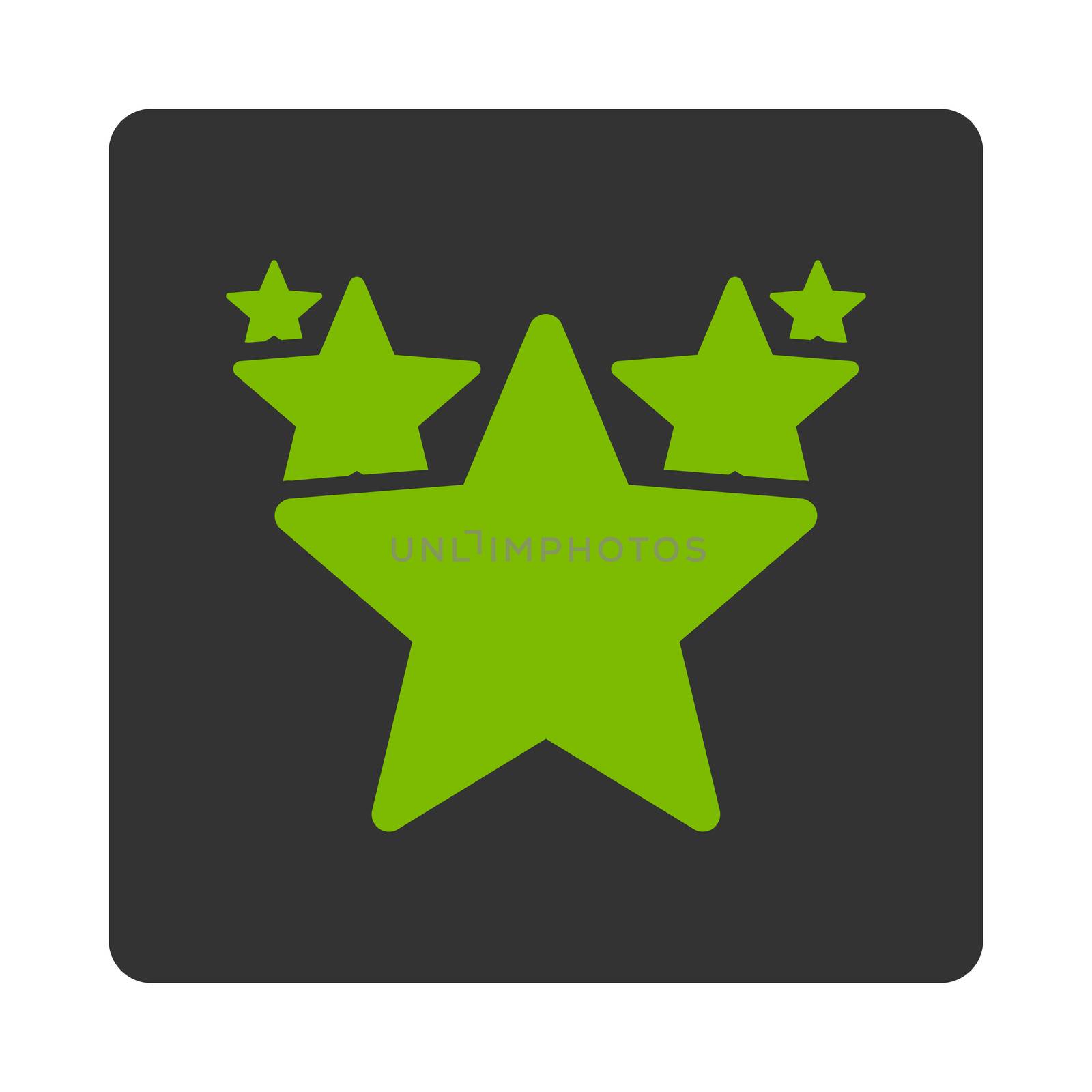 Hit parade icon from Award Buttons OverColor Set. Icon style is eco green and gray colors, flat rounded square button, white background.