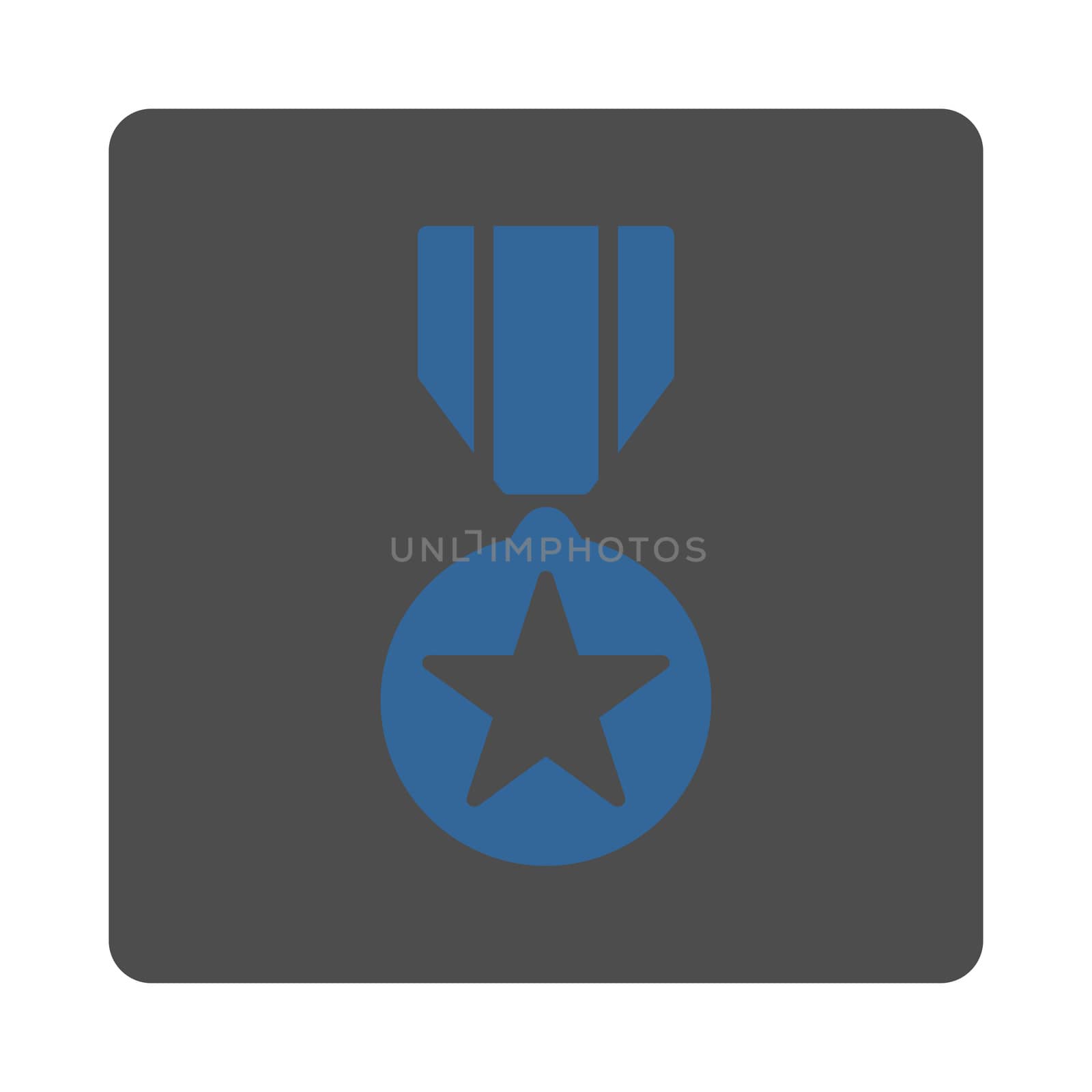 Army award icon from Award Buttons OverColor Set. Icon style is cobalt and gray colors, flat rounded square button, white background.