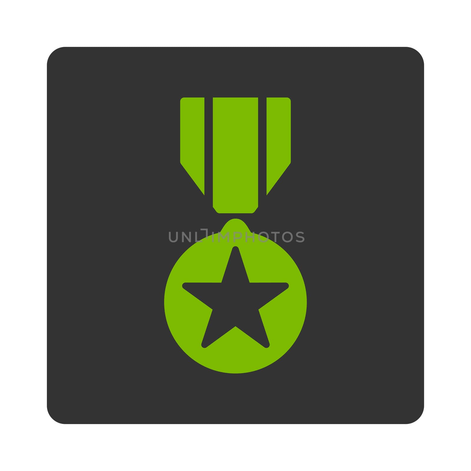 Army award icon from Award Buttons OverColor Set. Icon style is eco green and gray colors, flat rounded square button, white background.