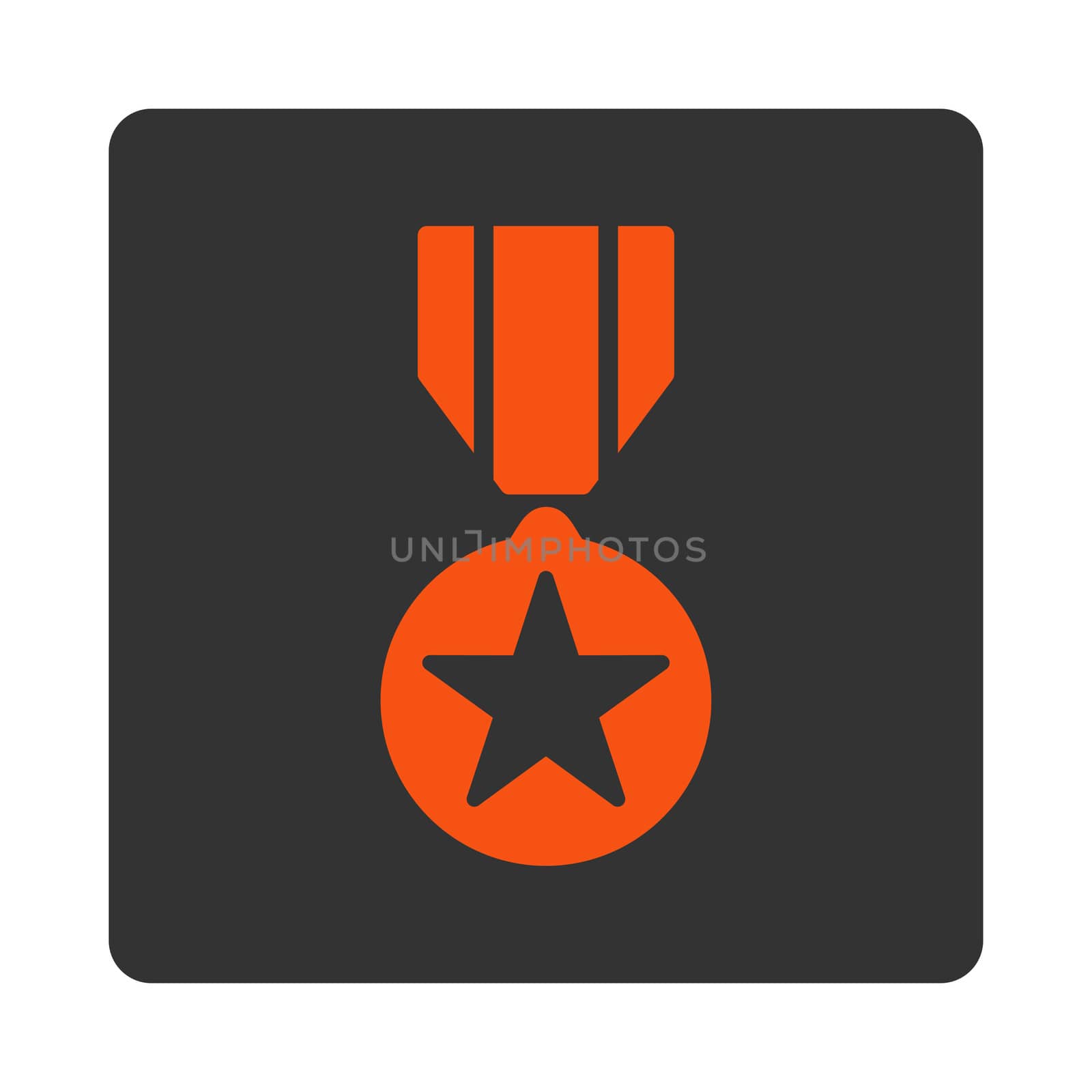 Army award icon from Award Buttons OverColor Set. Icon style is orange and gray colors, flat rounded square button, white background.