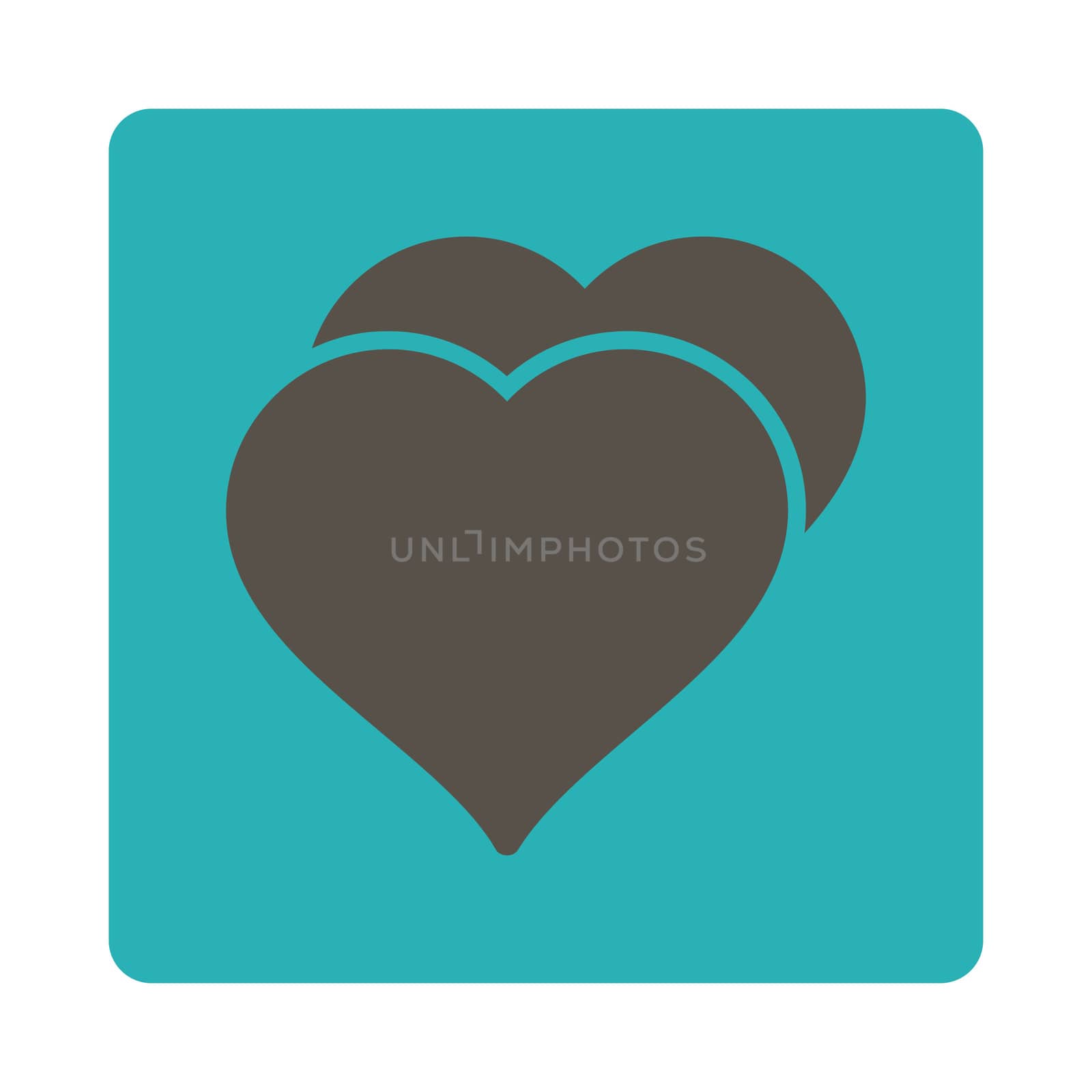Love icon from Award Buttons OverColor Set. Icon style is grey and cyan colors, flat rounded square button, white background.