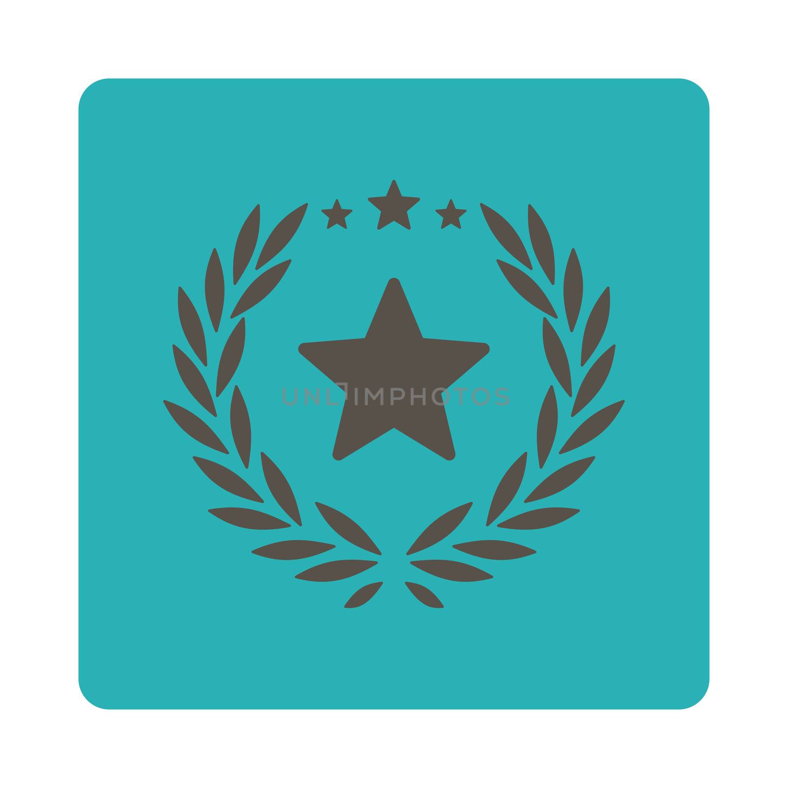 Proud icon from Award Buttons OverColor Set. Icon style is grey and cyan colors, flat rounded square button, white background.