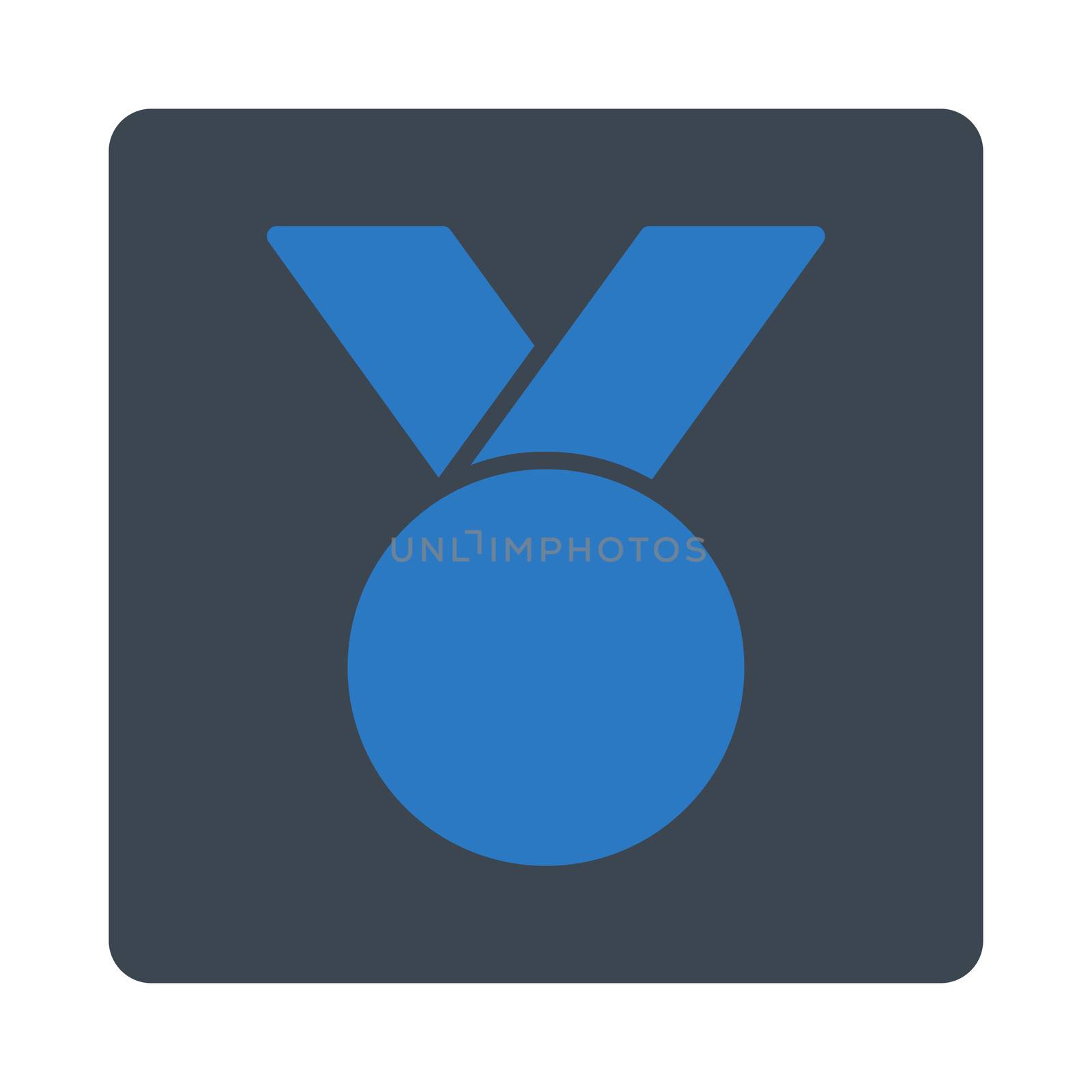Army medal icon from Award Buttons OverColor Set. Icon style is smooth blue colors, flat rounded square button, white background.