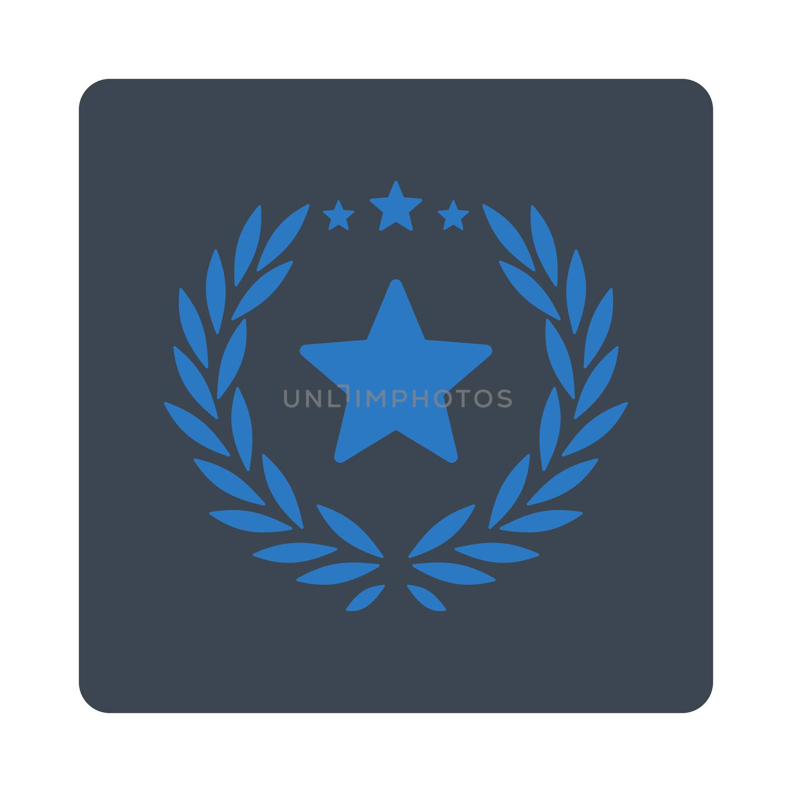 Proud icon from Award Buttons OverColor Set. Icon style is smooth blue colors, flat rounded square button, white background.