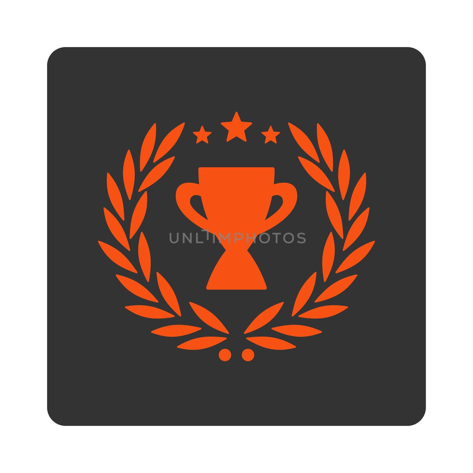 Glory icon from Award Buttons OverColor Set. Icon style is orange and gray colors, flat rounded square button, white background.