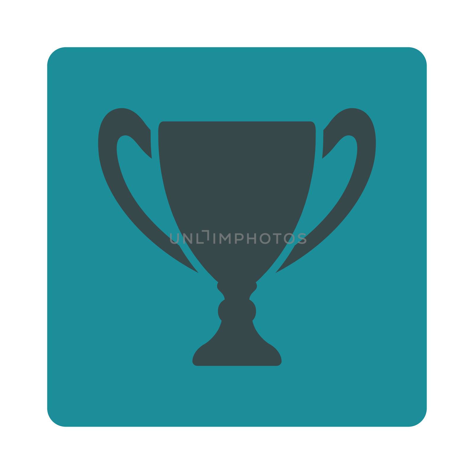 Cup icon from Award Buttons OverColor Set. Icon style is soft blue colors, flat rounded square button, white background.