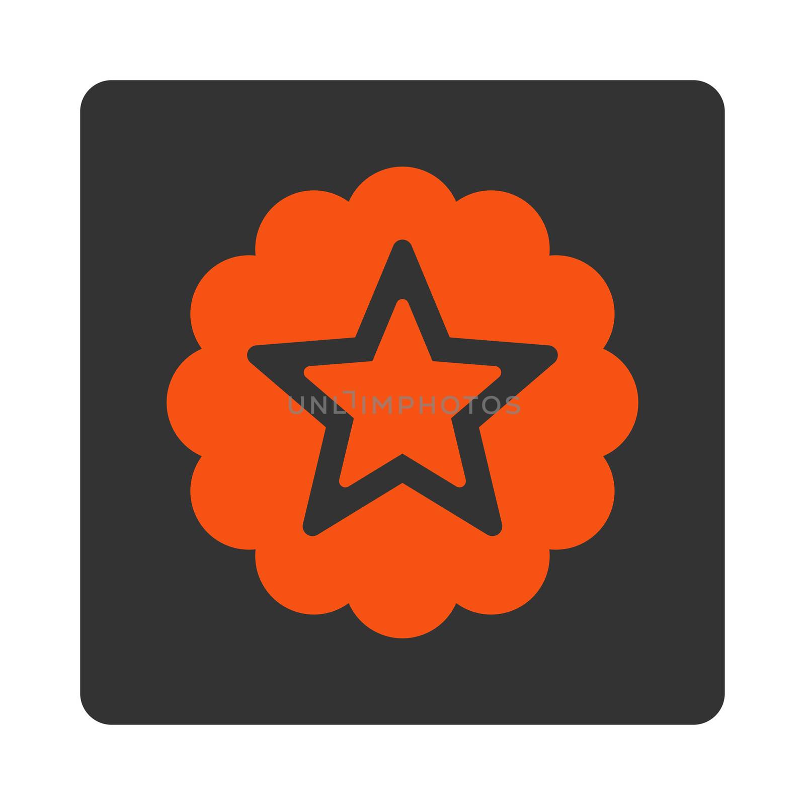 Premium icon from Award Buttons OverColor Set. Icon style is orange and gray colors, flat rounded square button, white background.