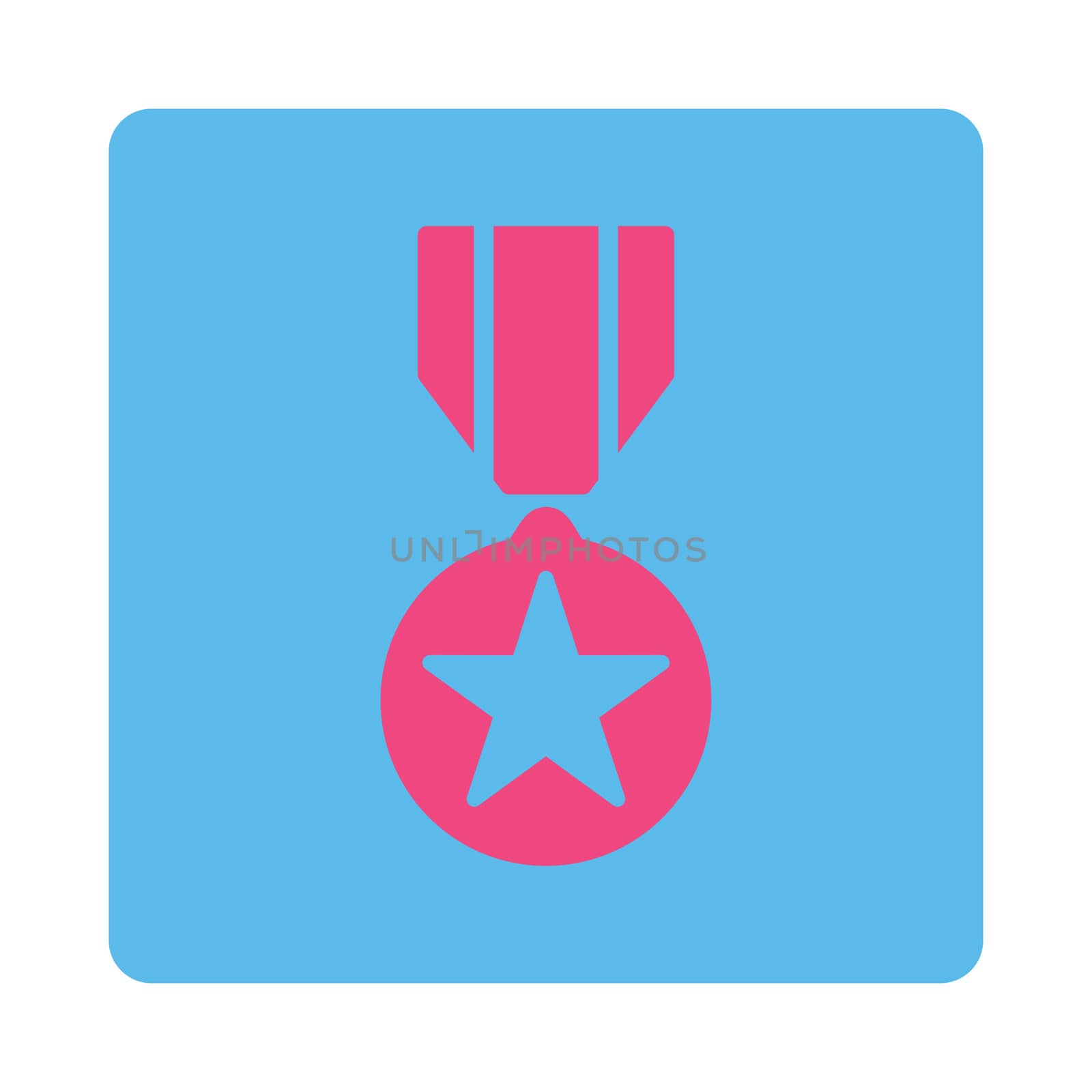 Army award icon from Award Buttons OverColor Set. Icon style is pink and blue colors, flat rounded square button, white background.