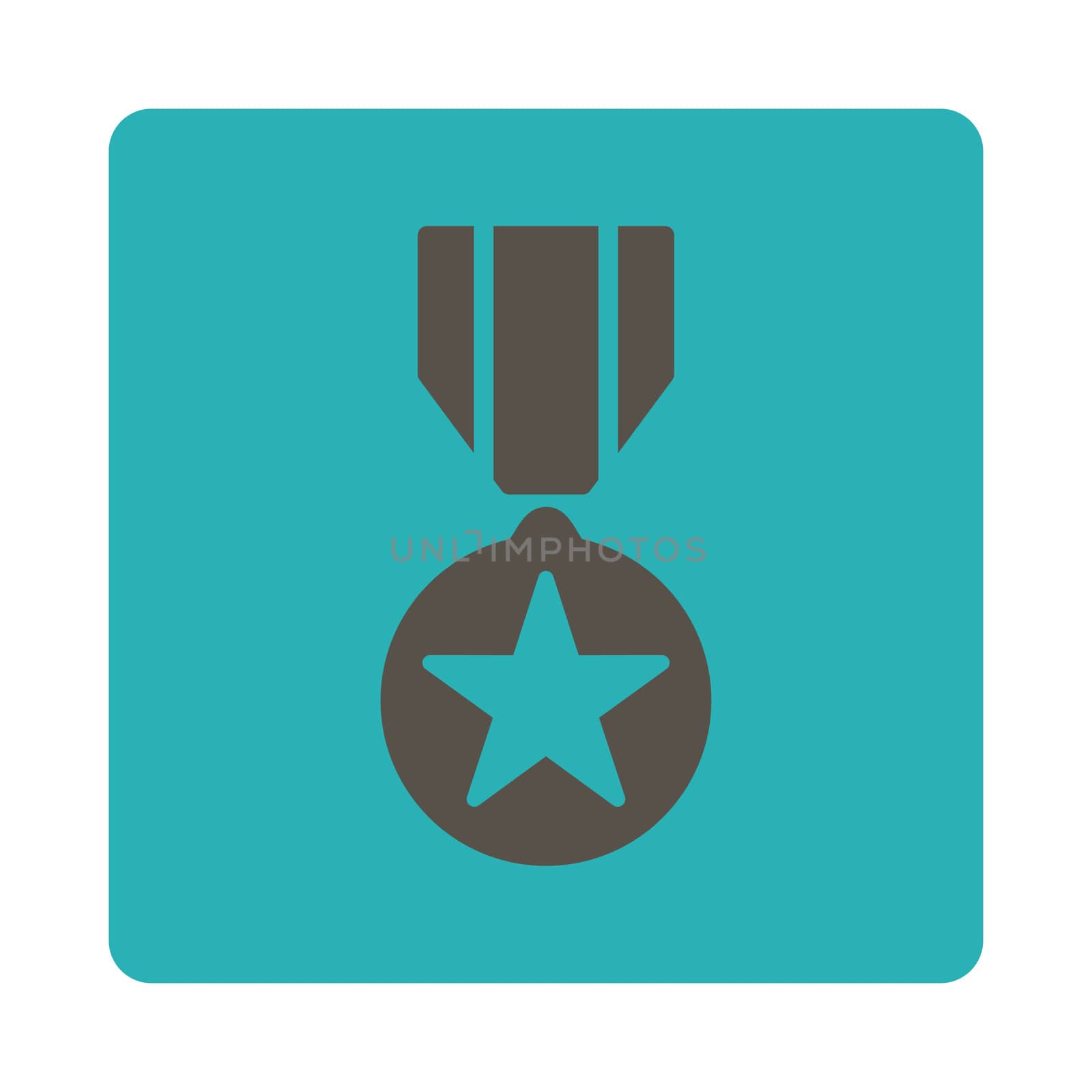 Army award icon from Award Buttons OverColor Set. Icon style is grey and cyan colors, flat rounded square button, white background.