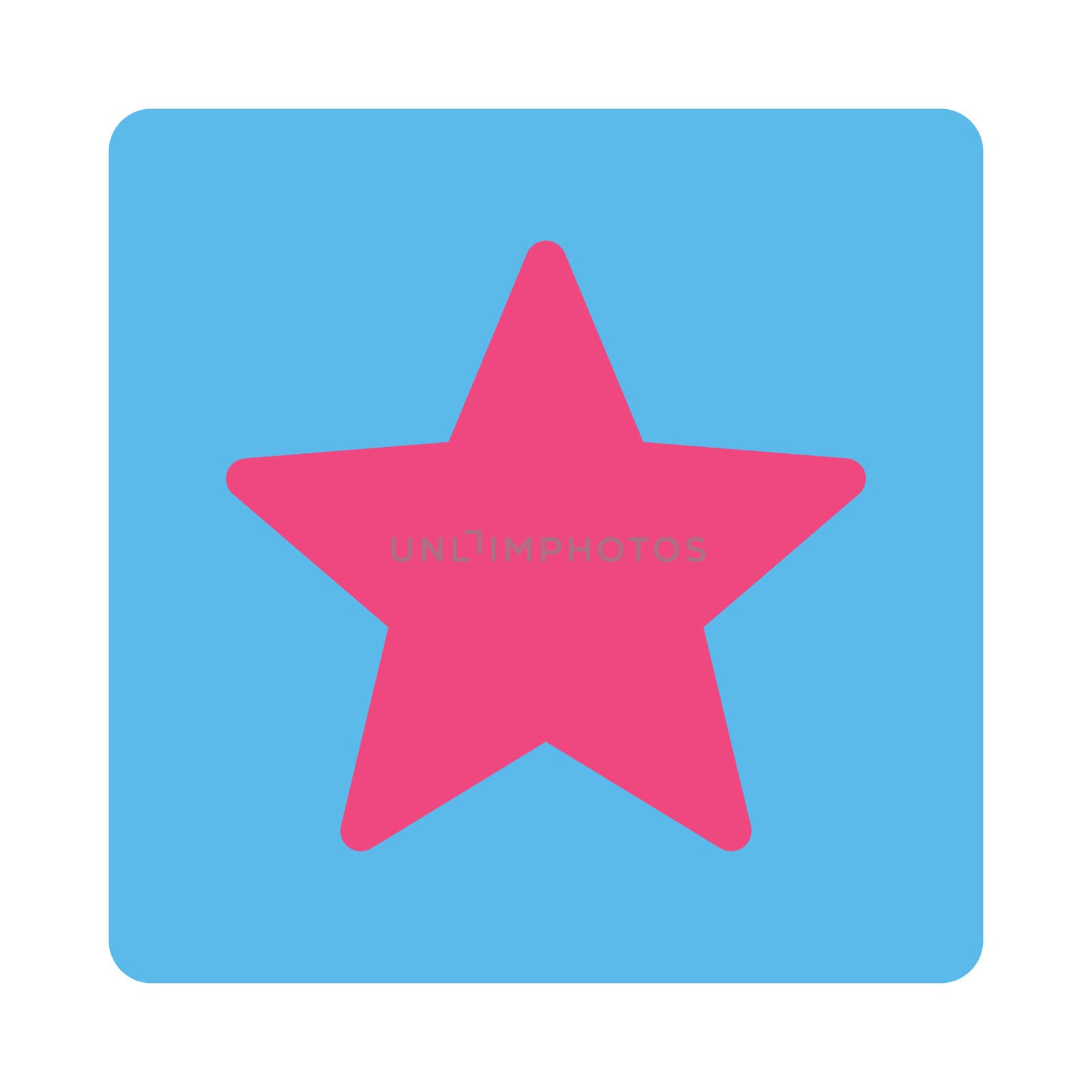 Star icon from Award Buttons OverColor Set. Icon style is pink and blue colors, flat rounded square button, white background.