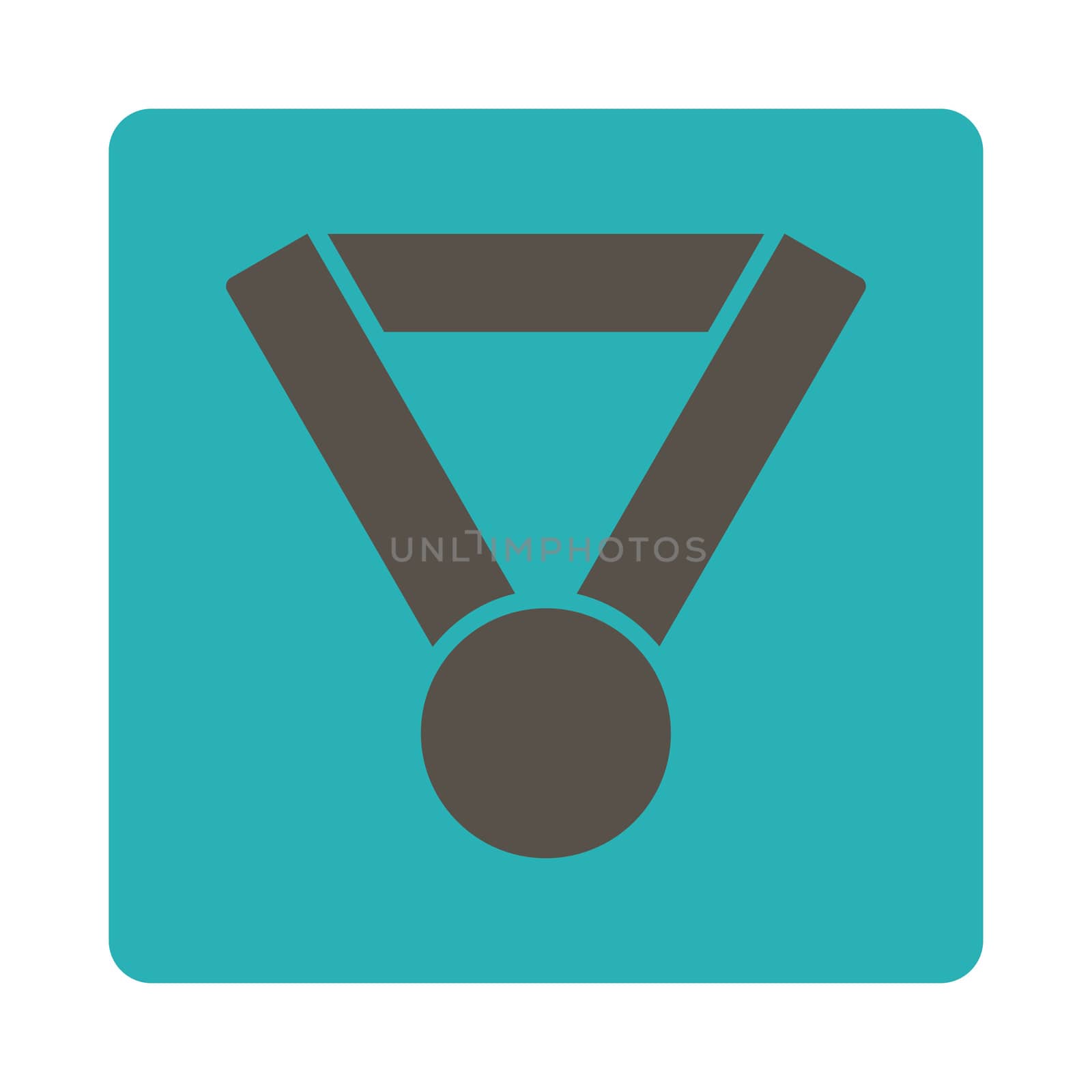 Champion award icon from Award Buttons OverColor Set. Icon style is grey and cyan colors, flat rounded square button, white background.
