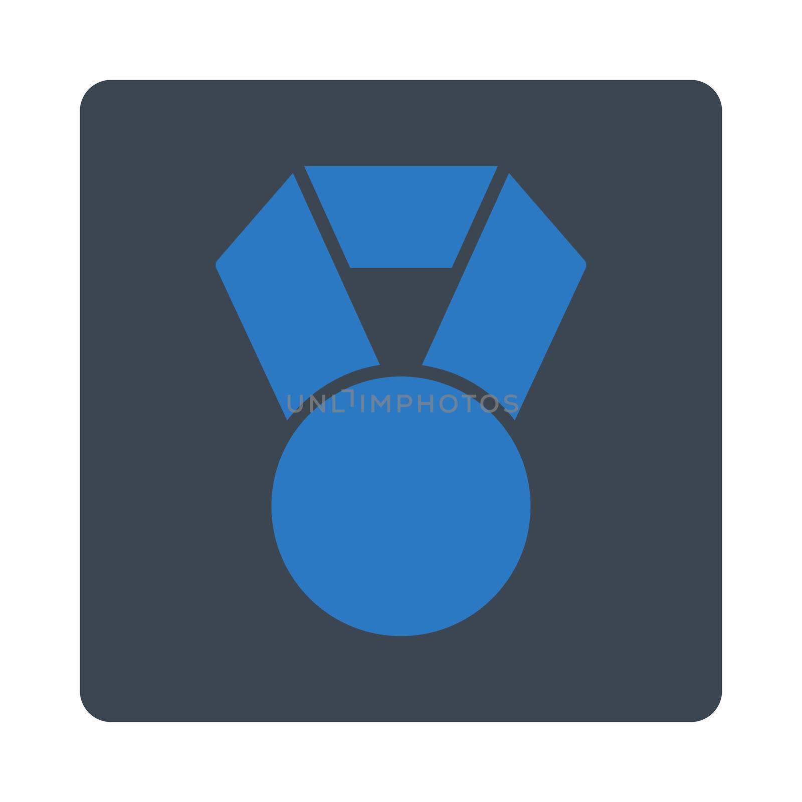 Achievement icon from Award Buttons OverColor Set. Icon style is smooth blue colors, flat rounded square button, white background.