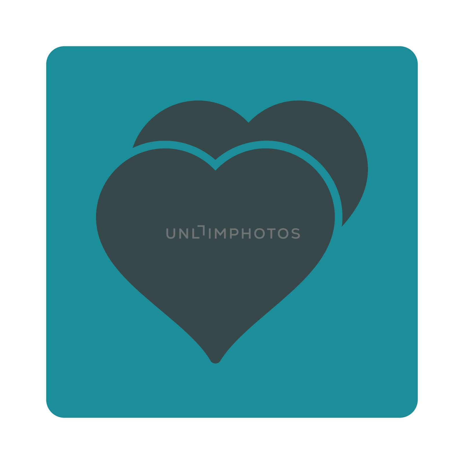 Love icon from Award Buttons OverColor Set. Icon style is soft blue colors, flat rounded square button, white background.