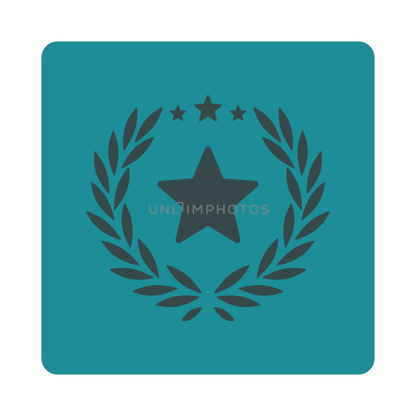 Proud icon from Award Buttons OverColor Set. Icon style is soft blue colors, flat rounded square button, white background.