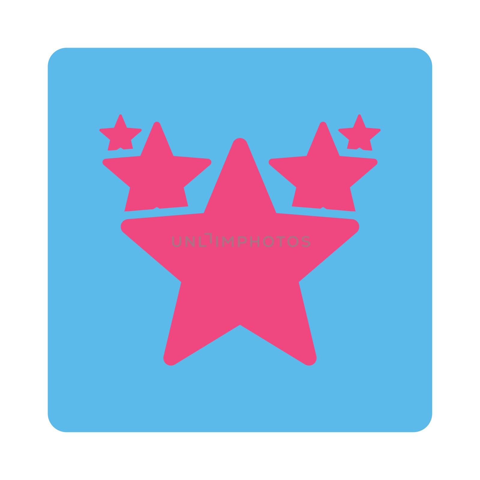 Hit parade icon from Award Buttons OverColor Set. Icon style is pink and blue colors, flat rounded square button, white background.