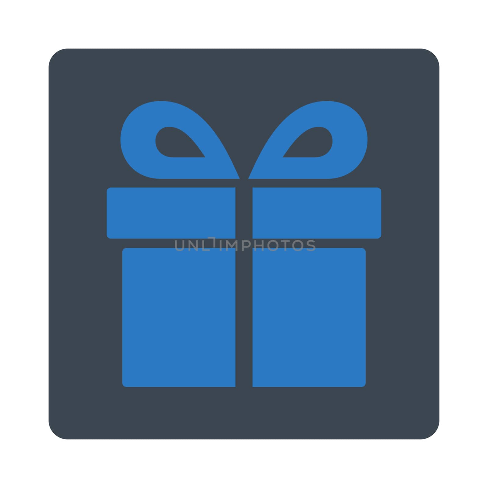 Present icon from Award Buttons OverColor Set. Icon style is smooth blue colors, flat rounded square button, white background.