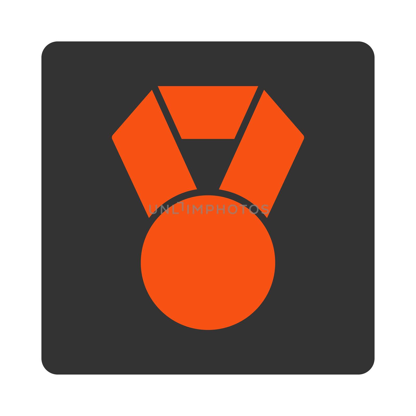 Achievement icon from Award Buttons OverColor Set. Icon style is orange and gray colors, flat rounded square button, white background.