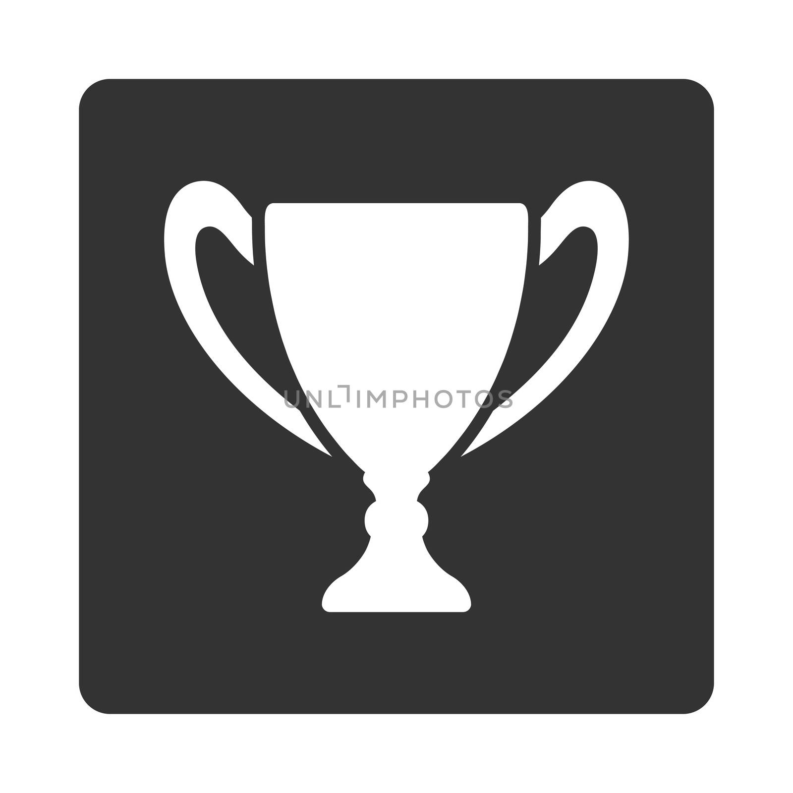 Cup icon from Award Buttons OverColor Set. Icon style is white and gray colors, flat rounded square button, white background.