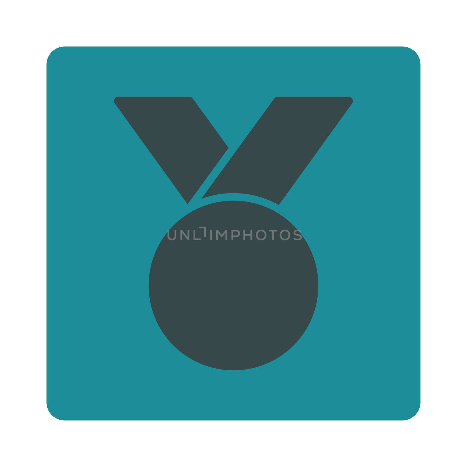 Army medal icon from Award Buttons OverColor Set. Icon style is soft blue colors, flat rounded square button, white background.