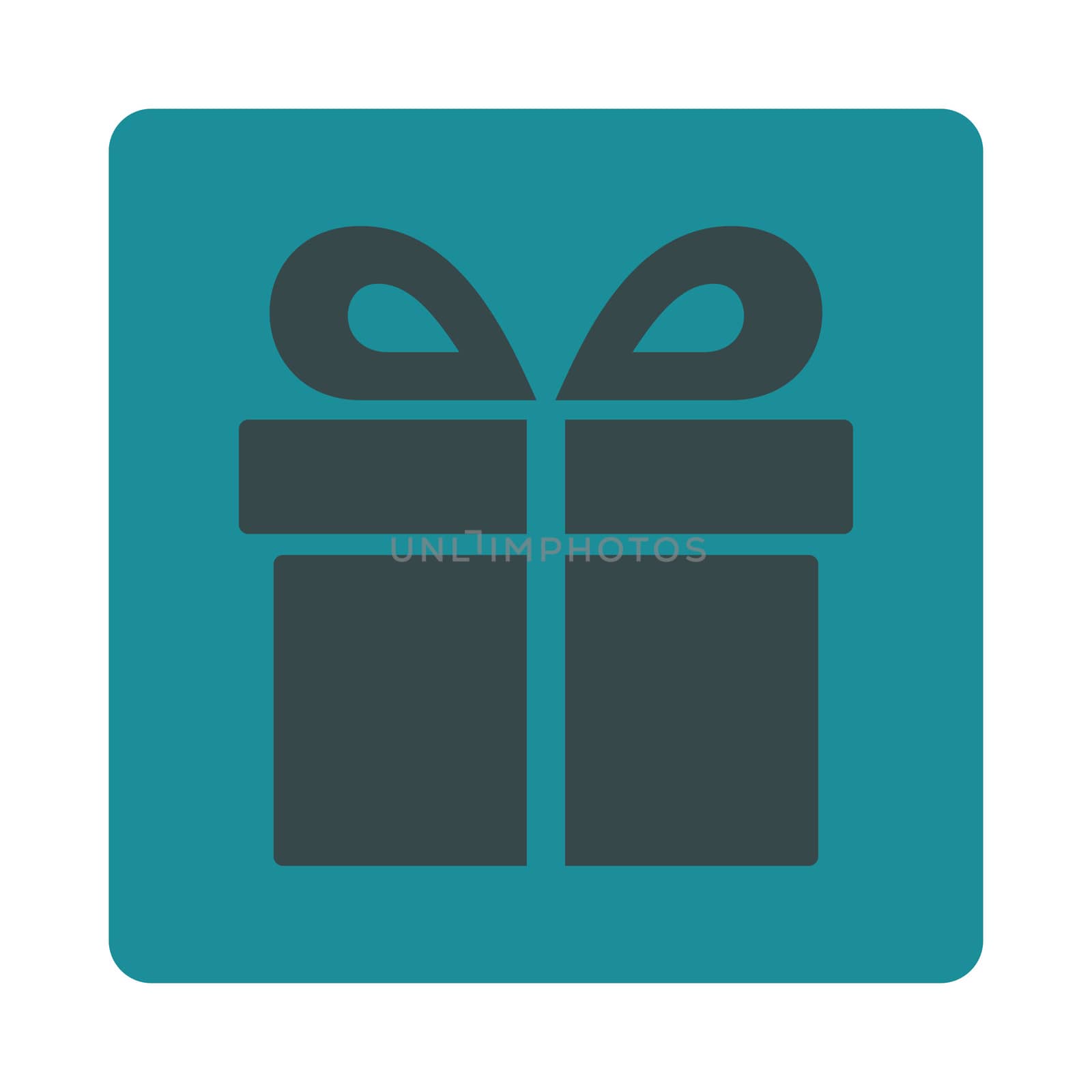Present icon from Award Buttons OverColor Set. Icon style is soft blue colors, flat rounded square button, white background.