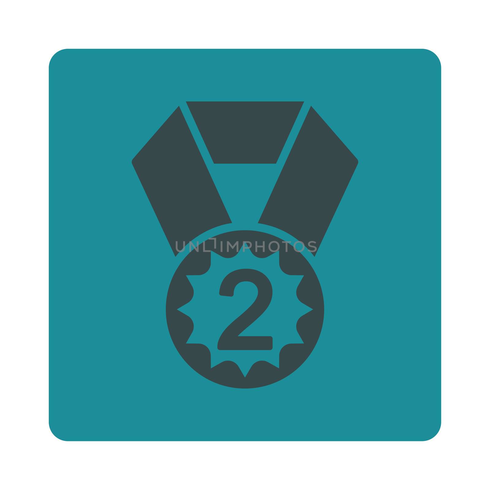 Second place icon from Award Buttons OverColor Set. Icon style is soft blue colors, flat rounded square button, white background.