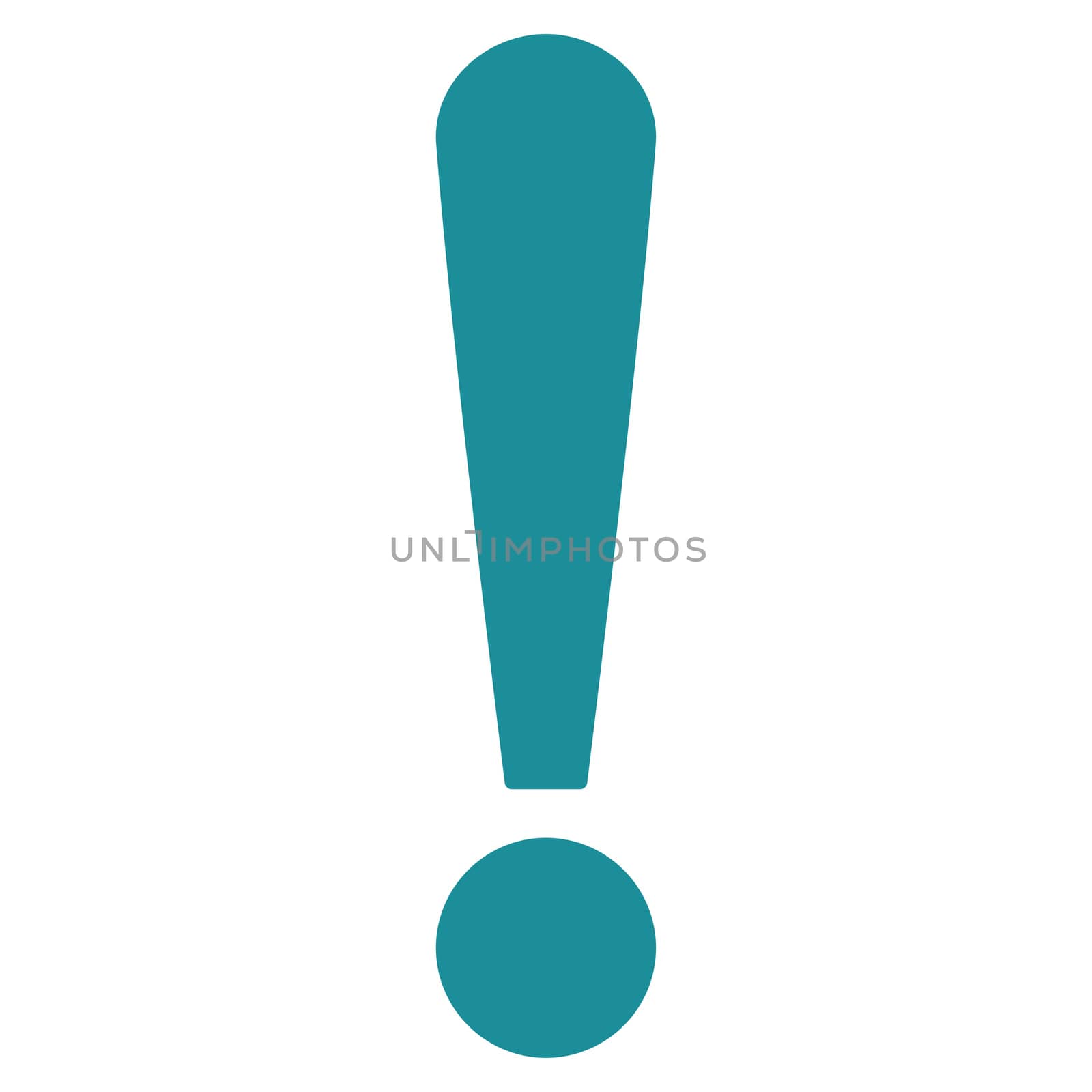 Exclamation Sign icon from Primitive Set. This isolated flat symbol is drawn with soft blue color on a white background, angles are rounded.