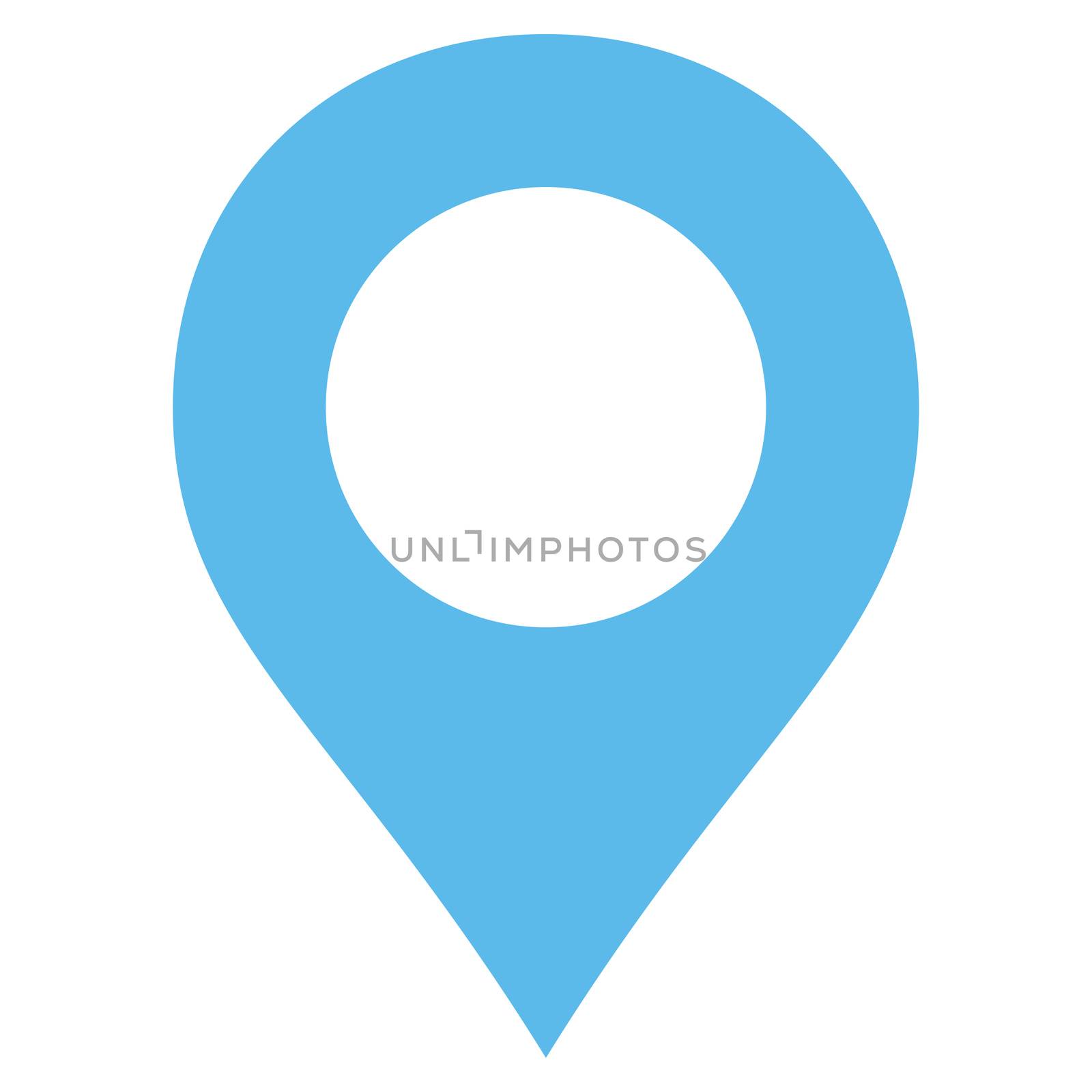 Map Marker icon from Primitive Set. This isolated flat symbol is drawn with blue color on a white background, angles are rounded.