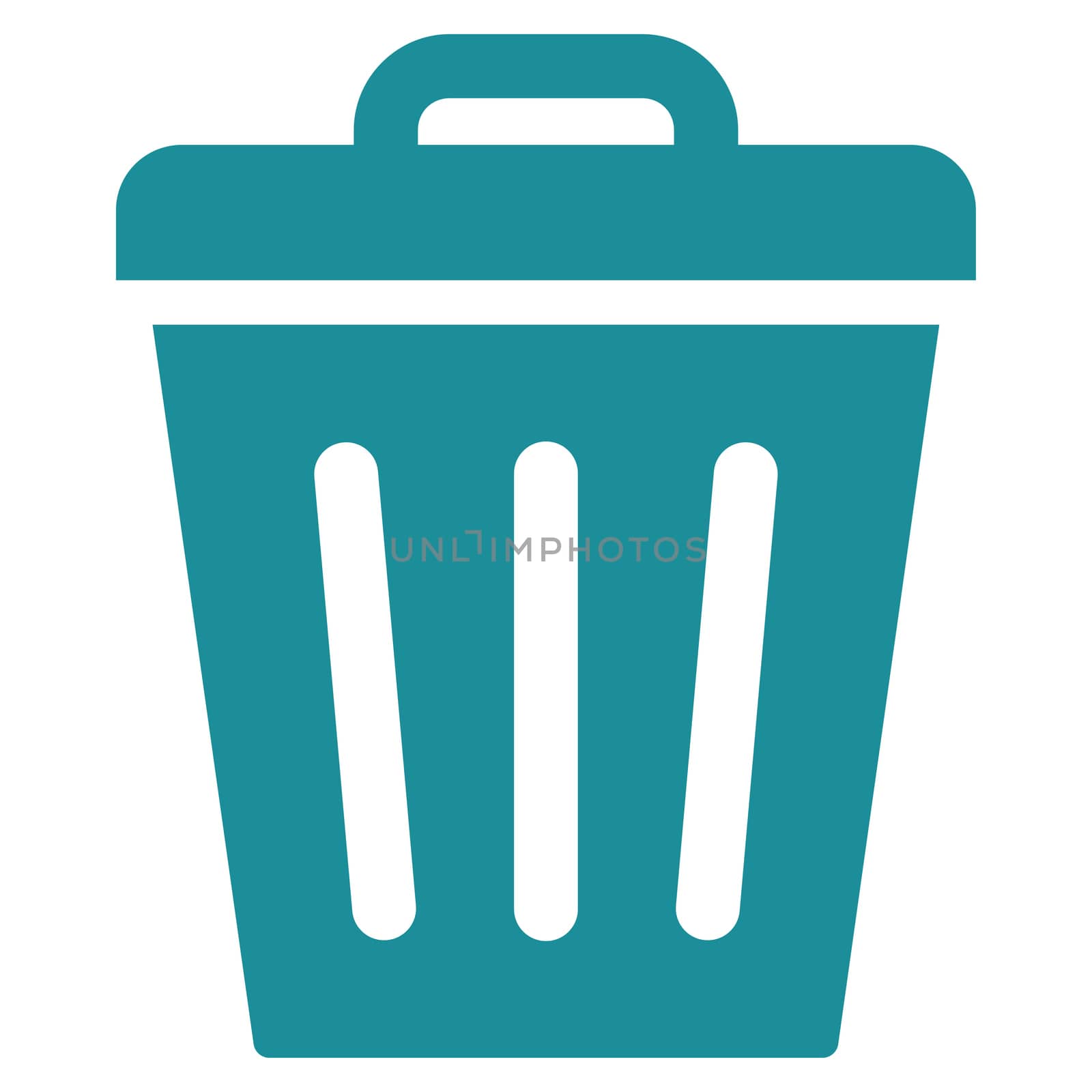 Trash Can icon from Primitive Set. This isolated flat symbol is drawn with soft blue color on a white background, angles are rounded.