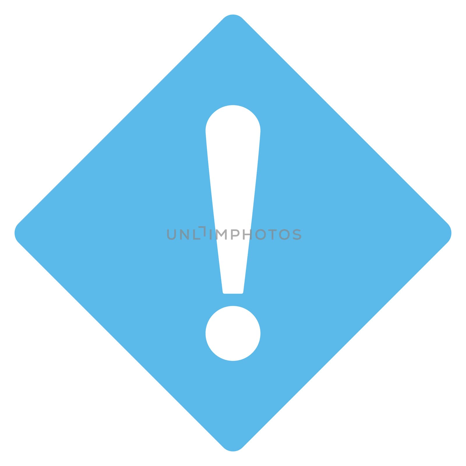Error icon from Primitive Set. This isolated flat symbol is drawn with blue color on a white background, angles are rounded.