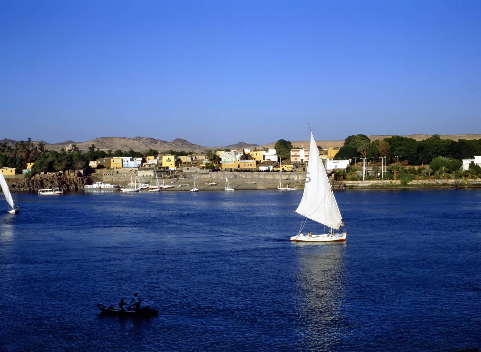 Feluccas on Nile by Asuan, Egypt
