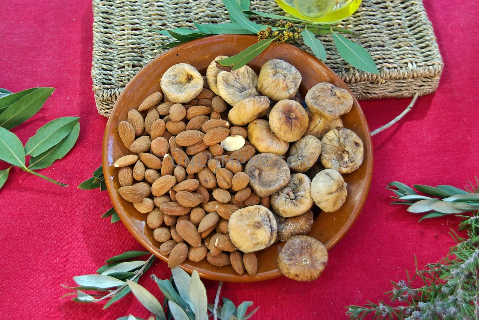 Plate of typical dry fruits of majorca