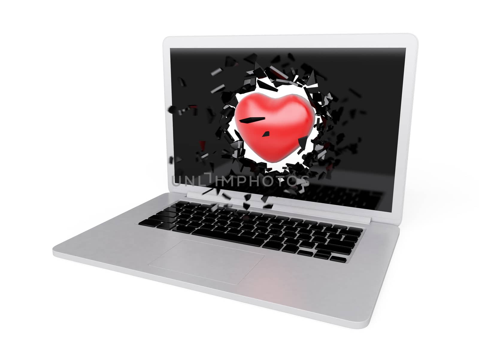 red Heart destroy laptop by teerawit