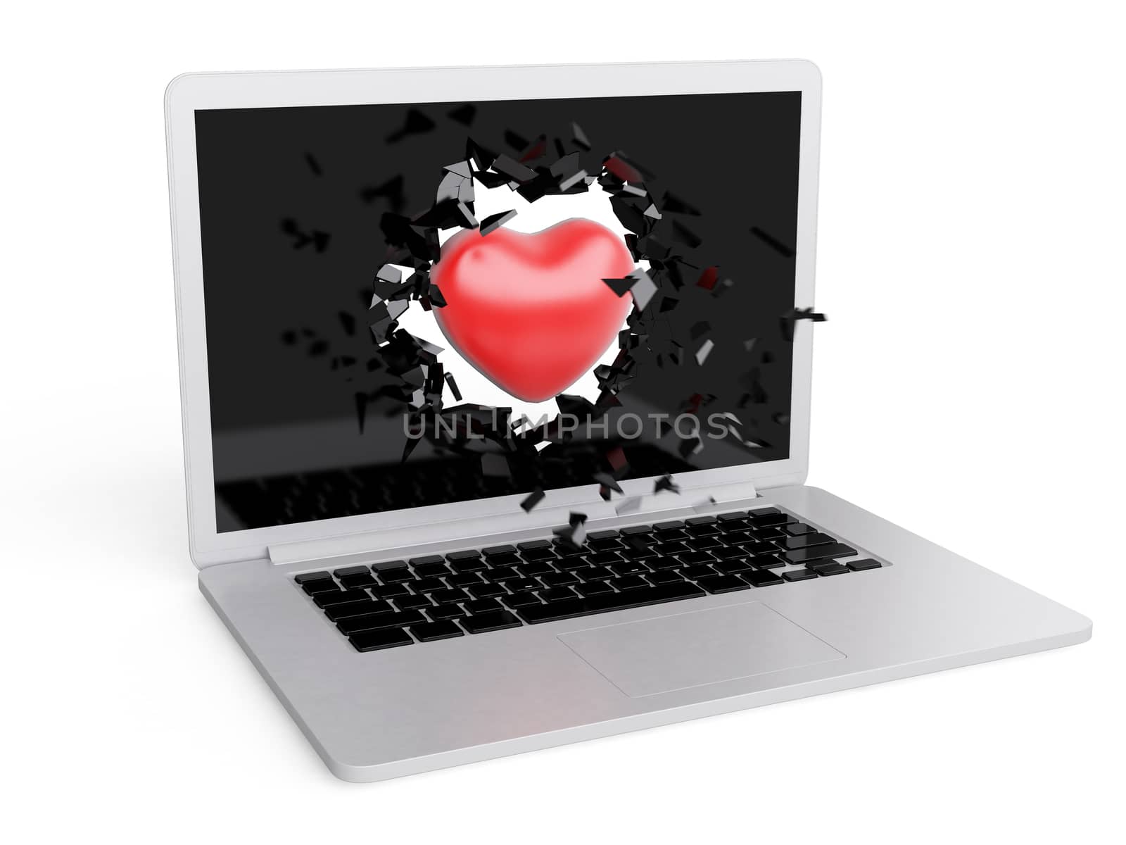 red Heart destroy laptop by teerawit