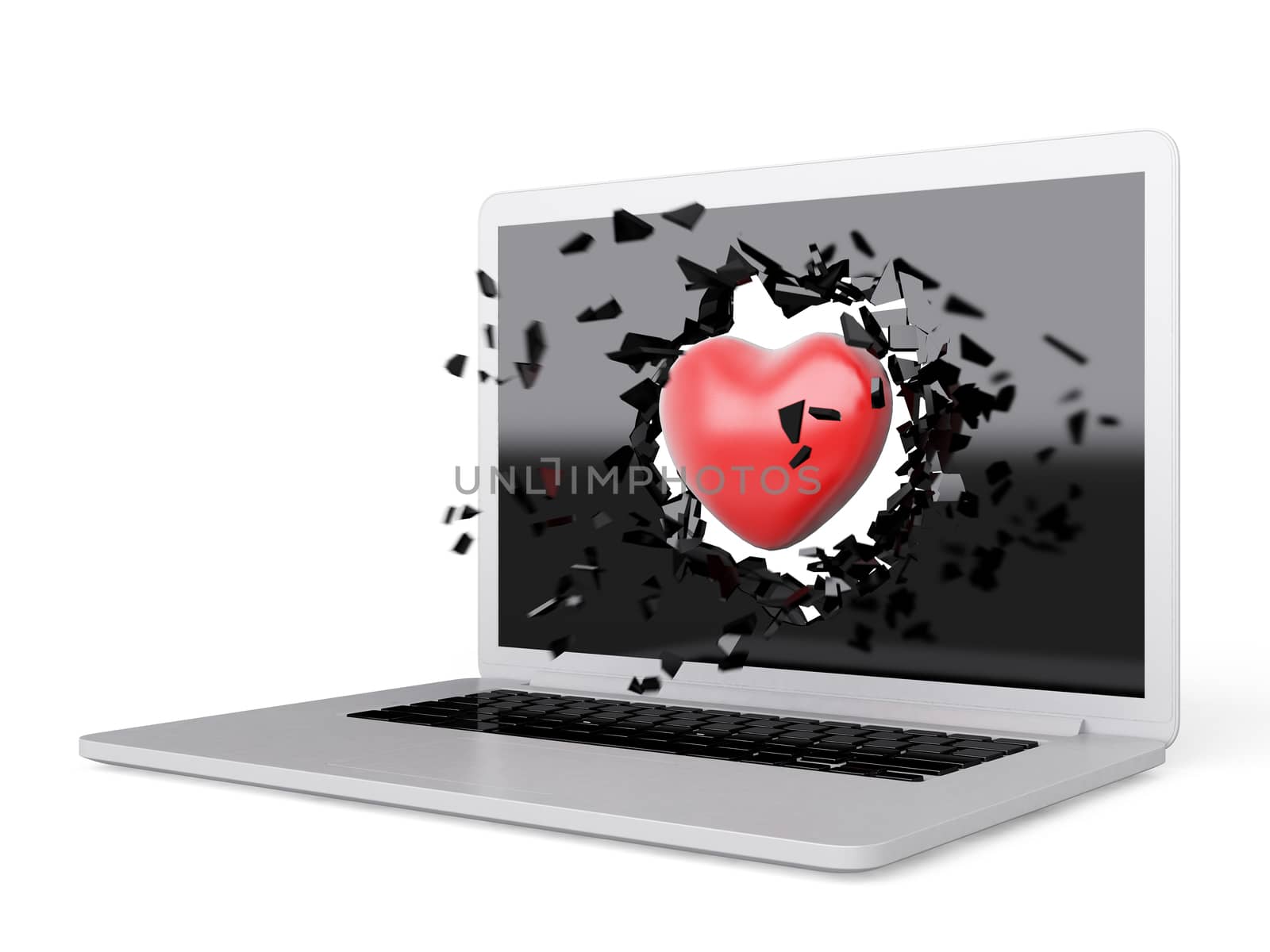 red Heart destroy laptop by teerawit