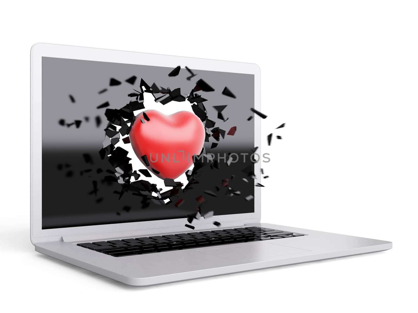 red Heart destroy laptop by teerawit