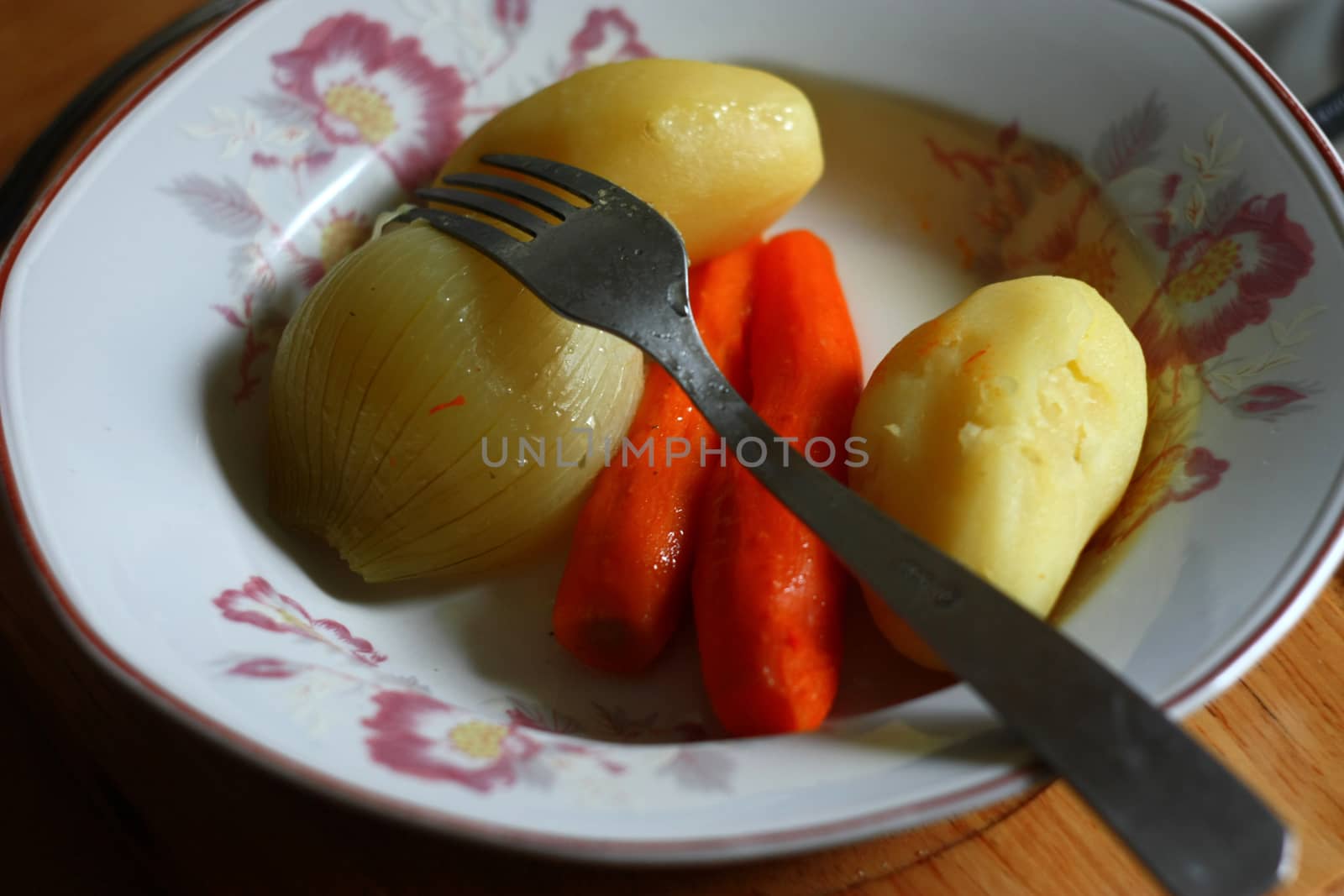 Boiled vegetables.