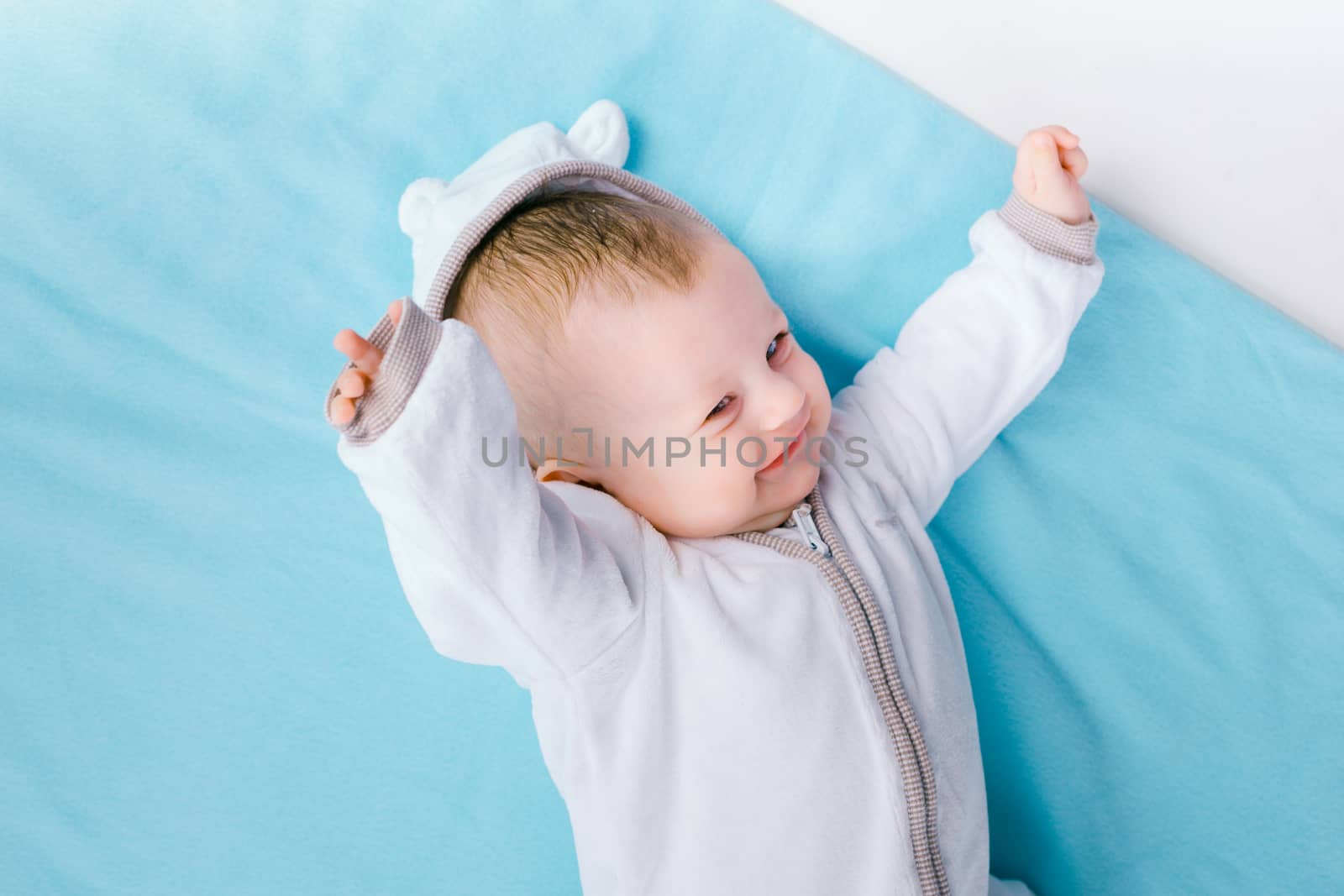 baby on blue blanket by pzRomashka