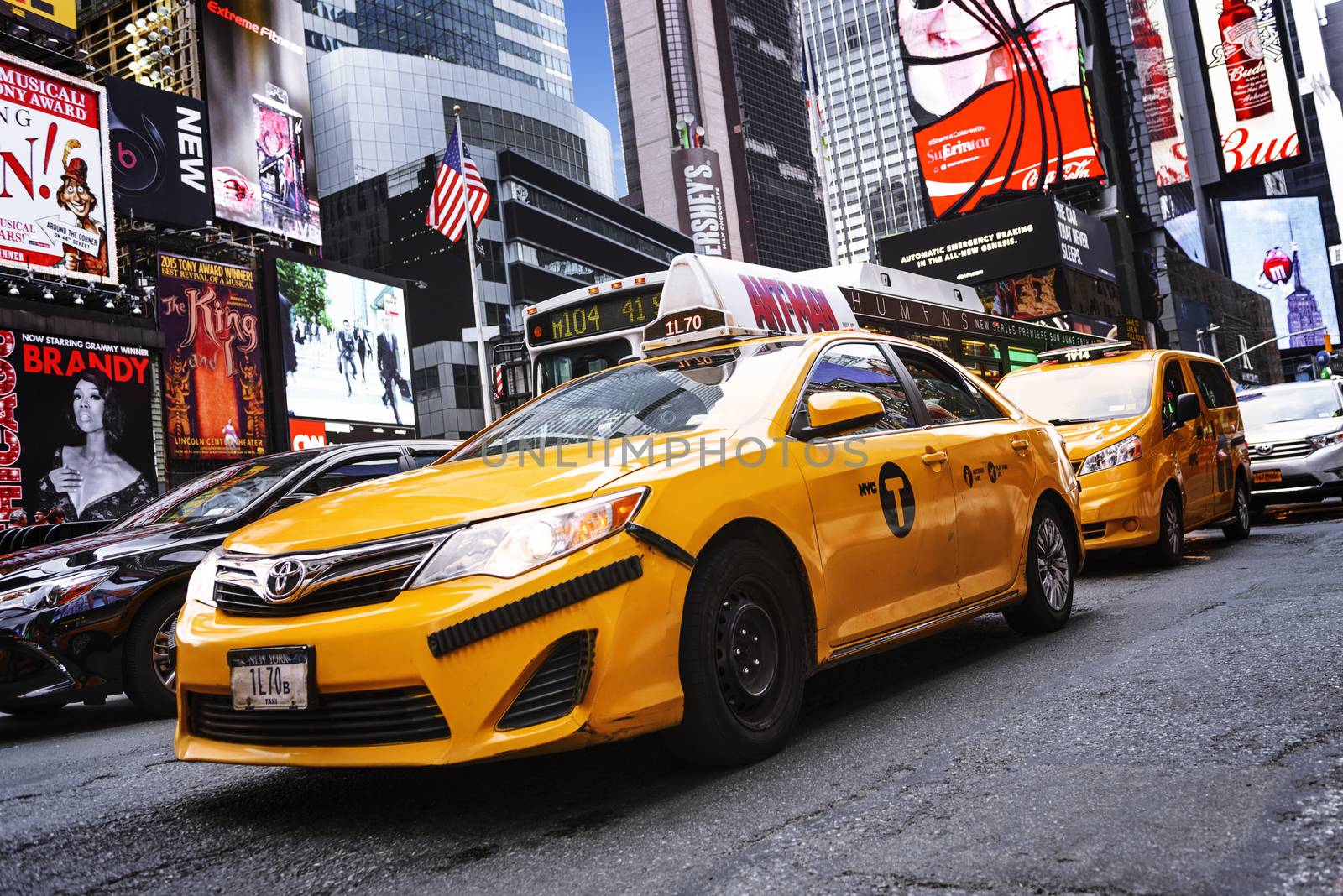 NEW YORK CITY -JULY 09: Times Square, featured with Broadway Theaters and animated LED signs, is a symbol of New York City and the United States, July 09, 2015 in Manhattan, New York City. USA.