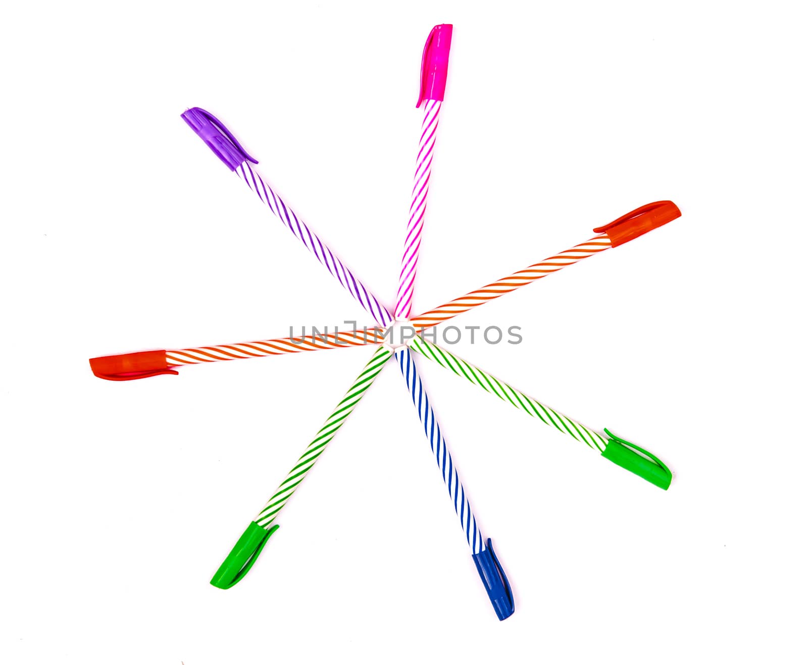 Colorful pen on white background