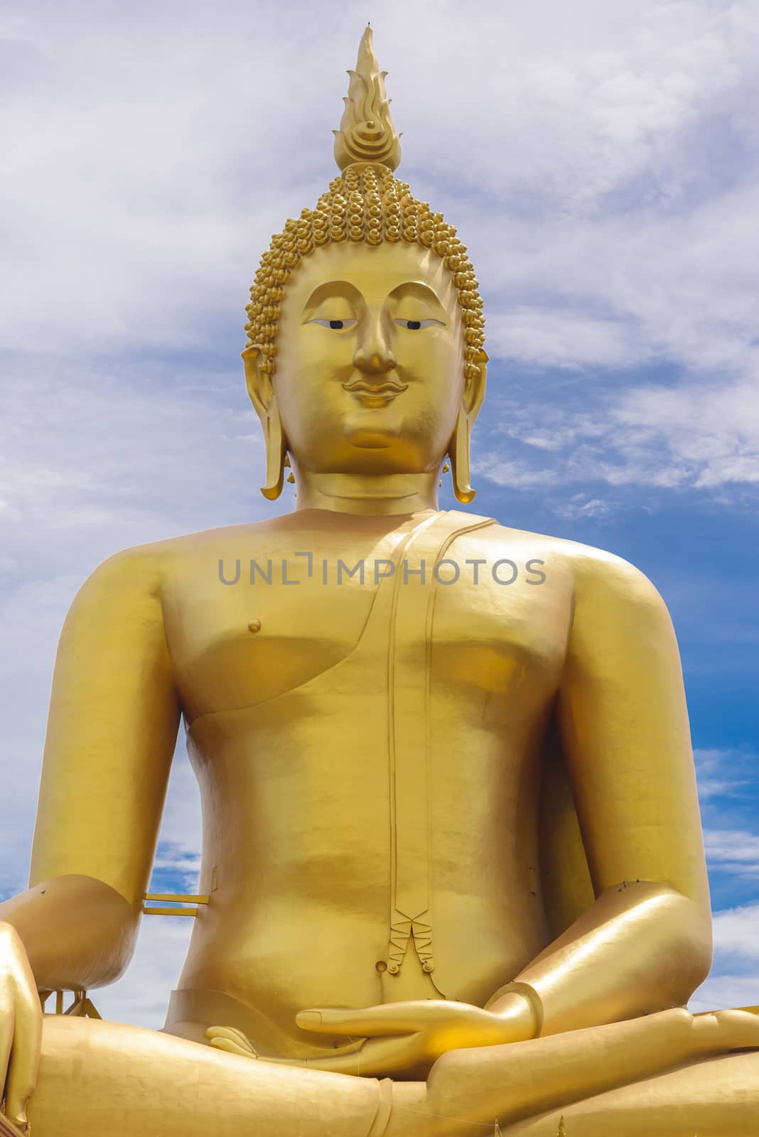 Golden Buddha statue of big buddha.Wat Muang temple, Ang Thong, Thailand