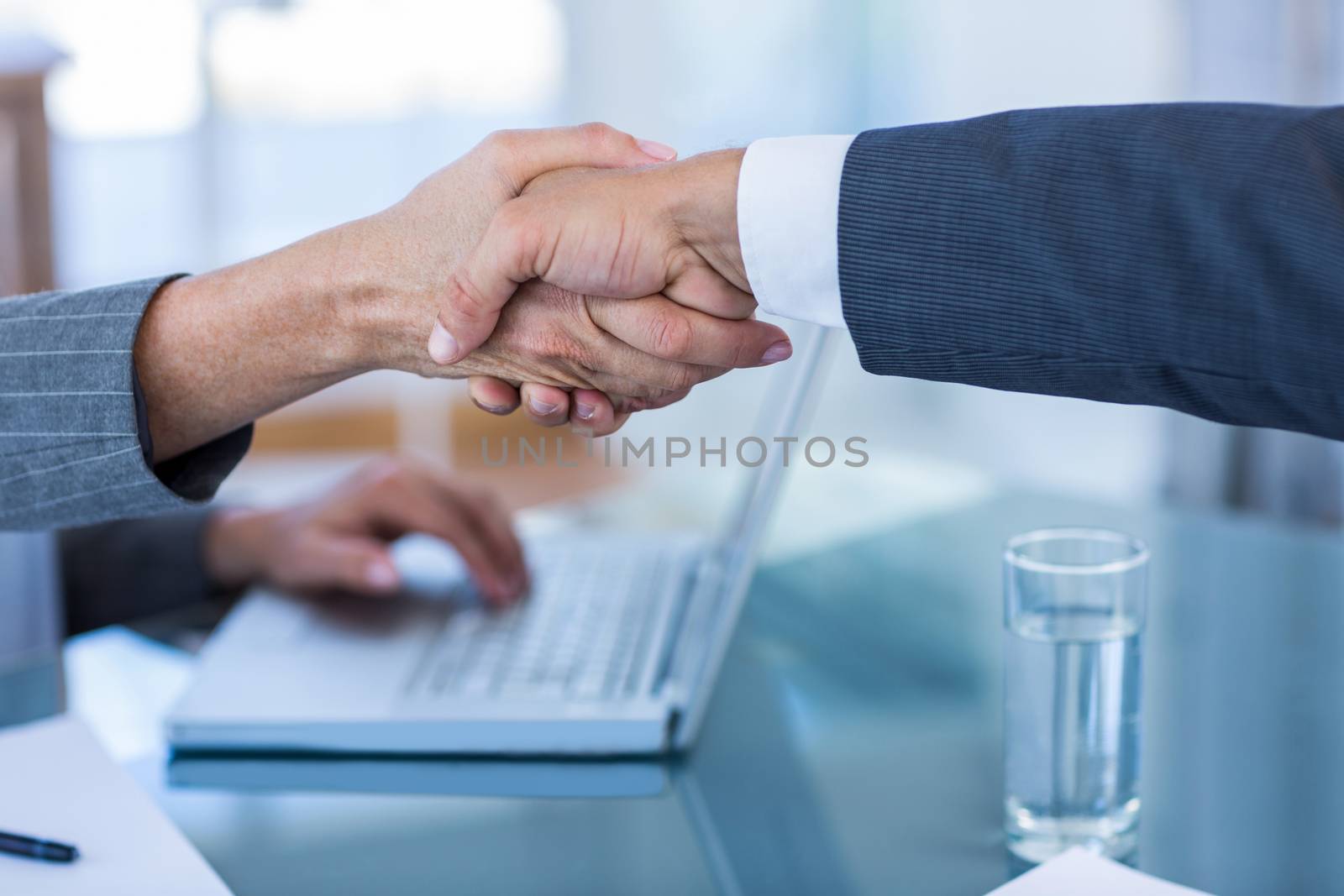 Business people shaking hands in office