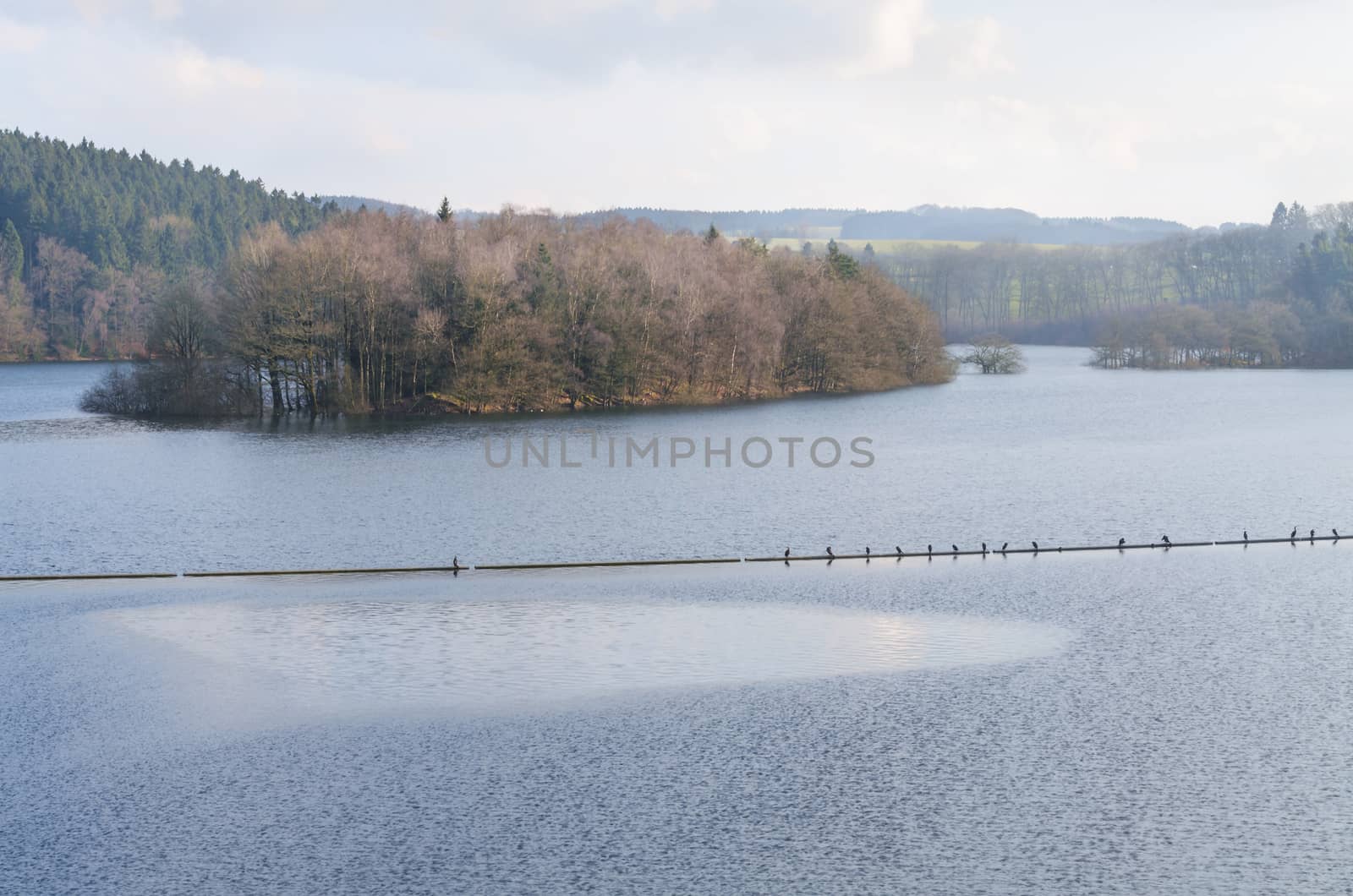 Dam reservoir, concrete dam, by JFsPic